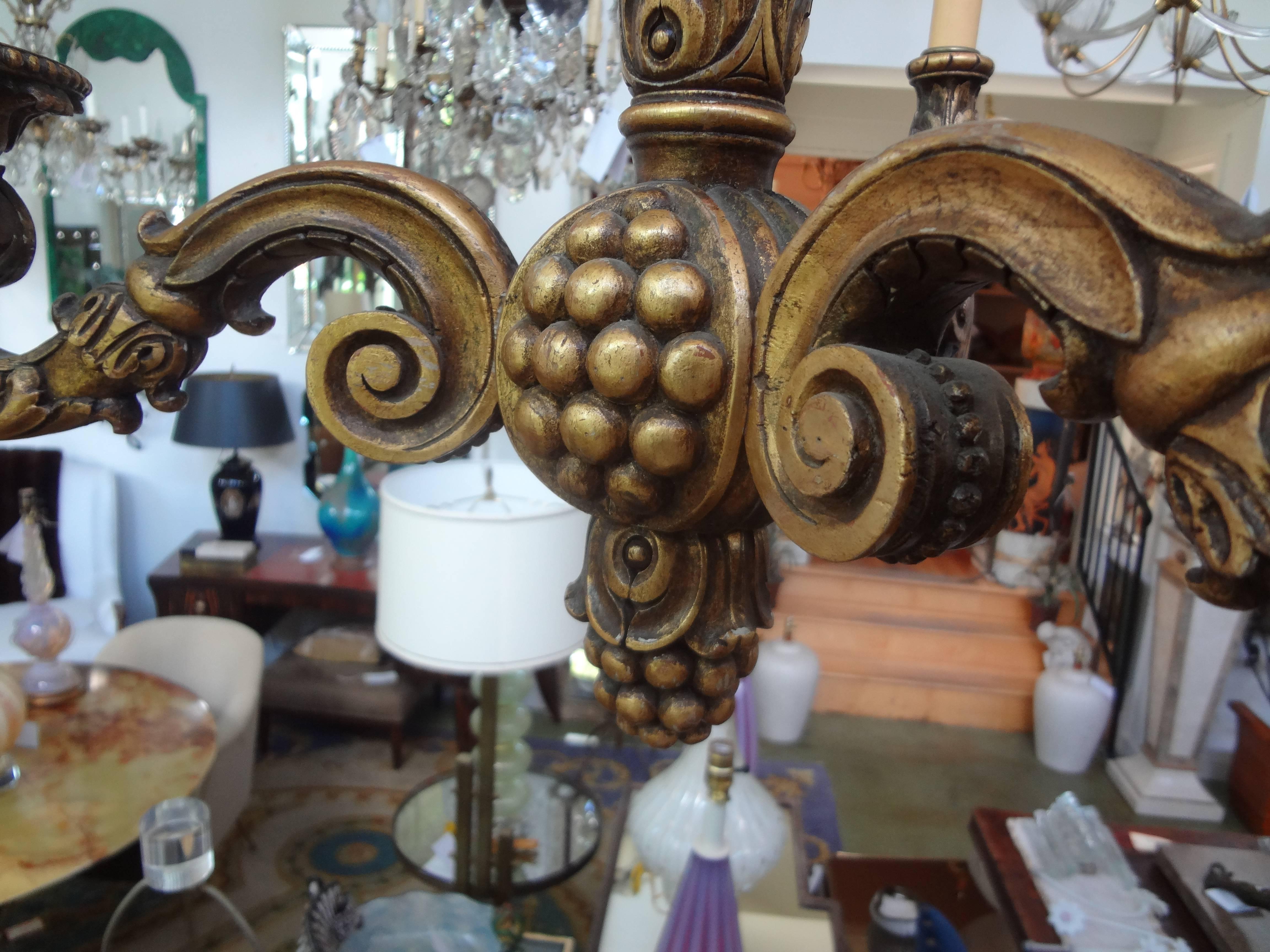 Italian Giltwood Chandelier In Good Condition For Sale In Houston, TX