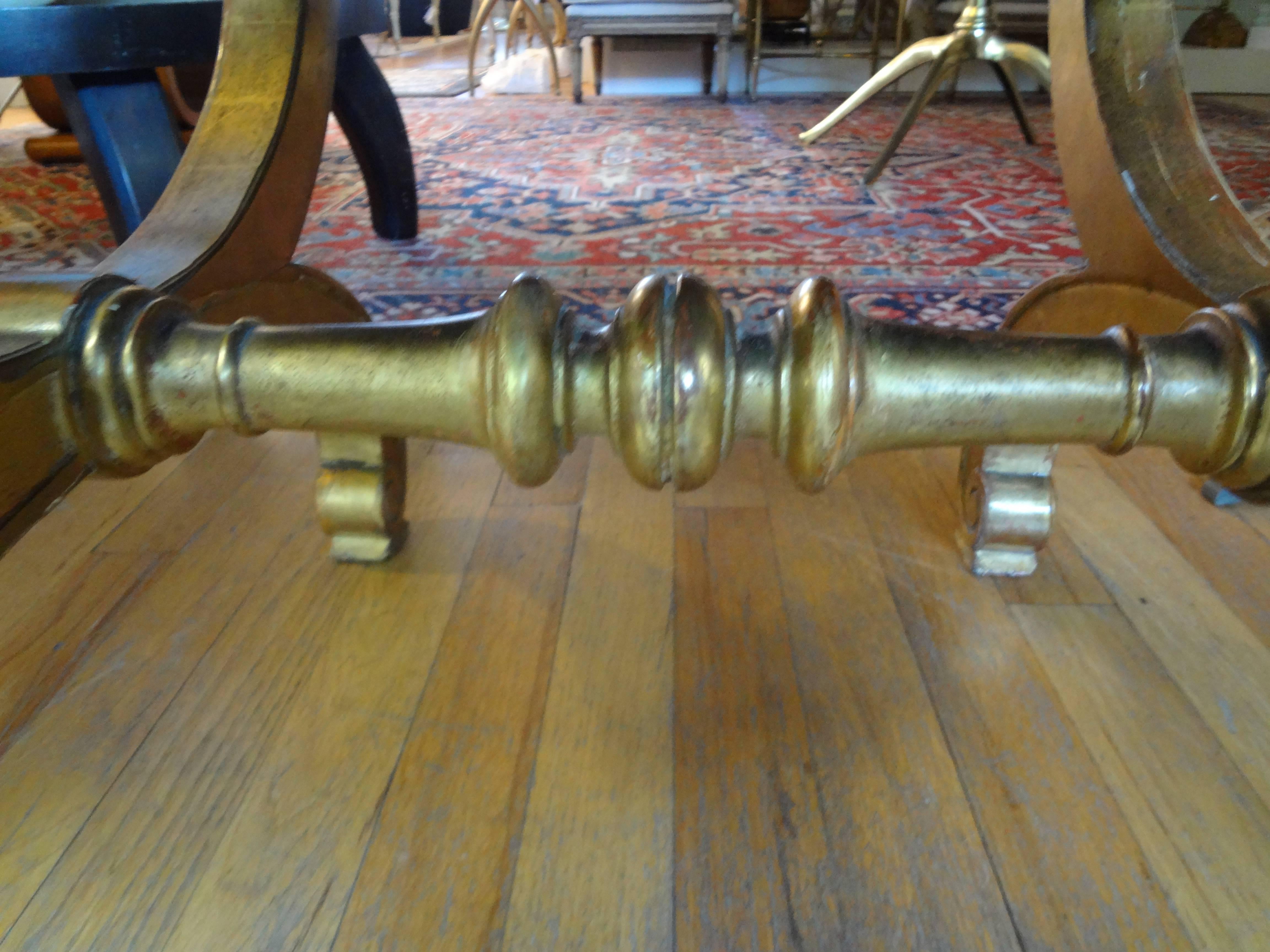 19th Century French Louis XVI Style Gilt wood Ottoman In Good Condition In Houston, TX