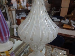 Large White and Gold Infused Murano Glass Lamp by Barovier