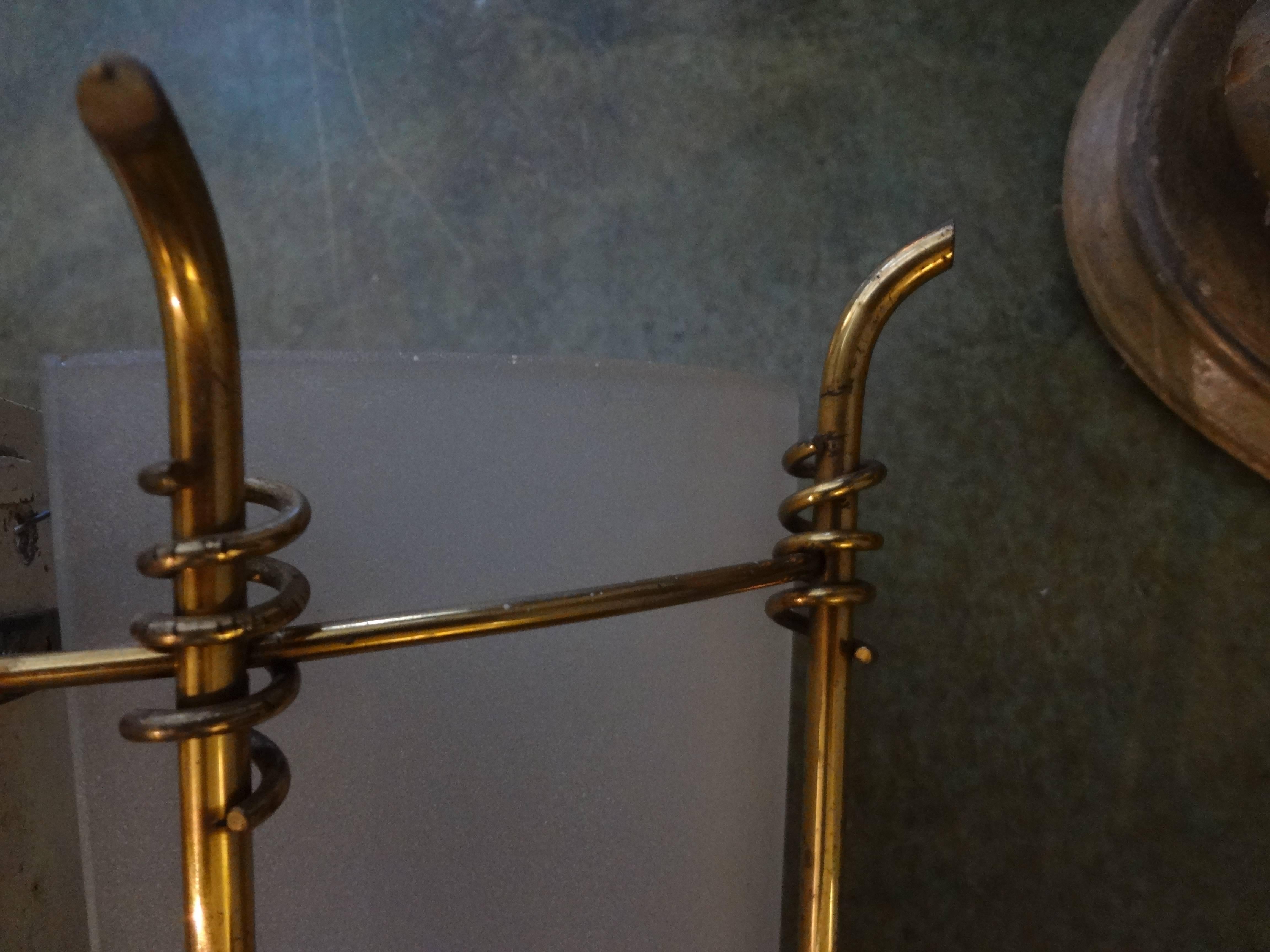Mid-20th Century Pair of French Mid-Century Brass and Curved Glass Sconces