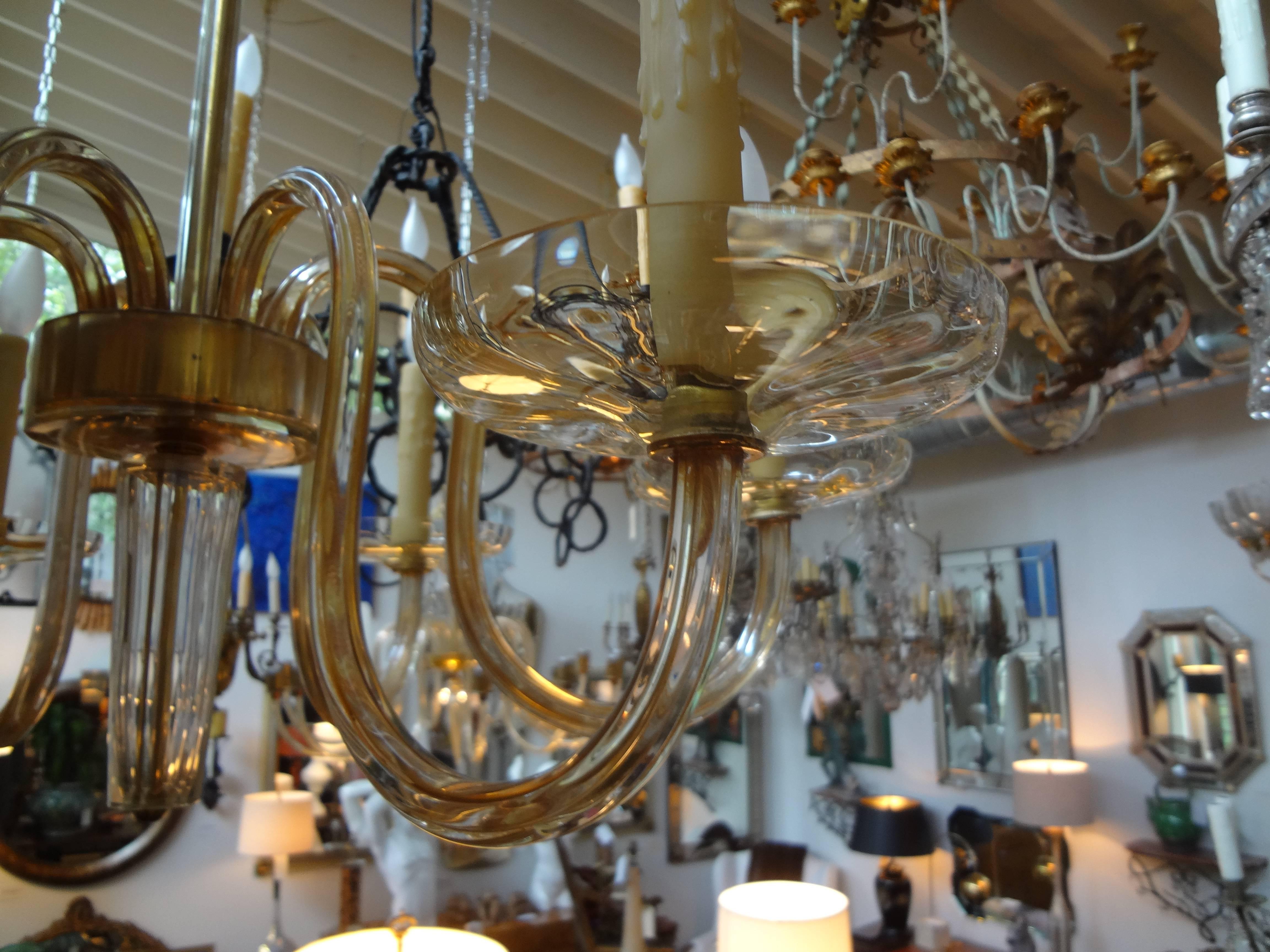 Mid-20th Century Murano Gold Glass Chandelier by Seguso