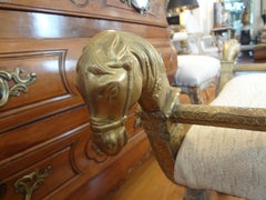 Anglo-Indian Brass Clad Bench with Horse Head Detail