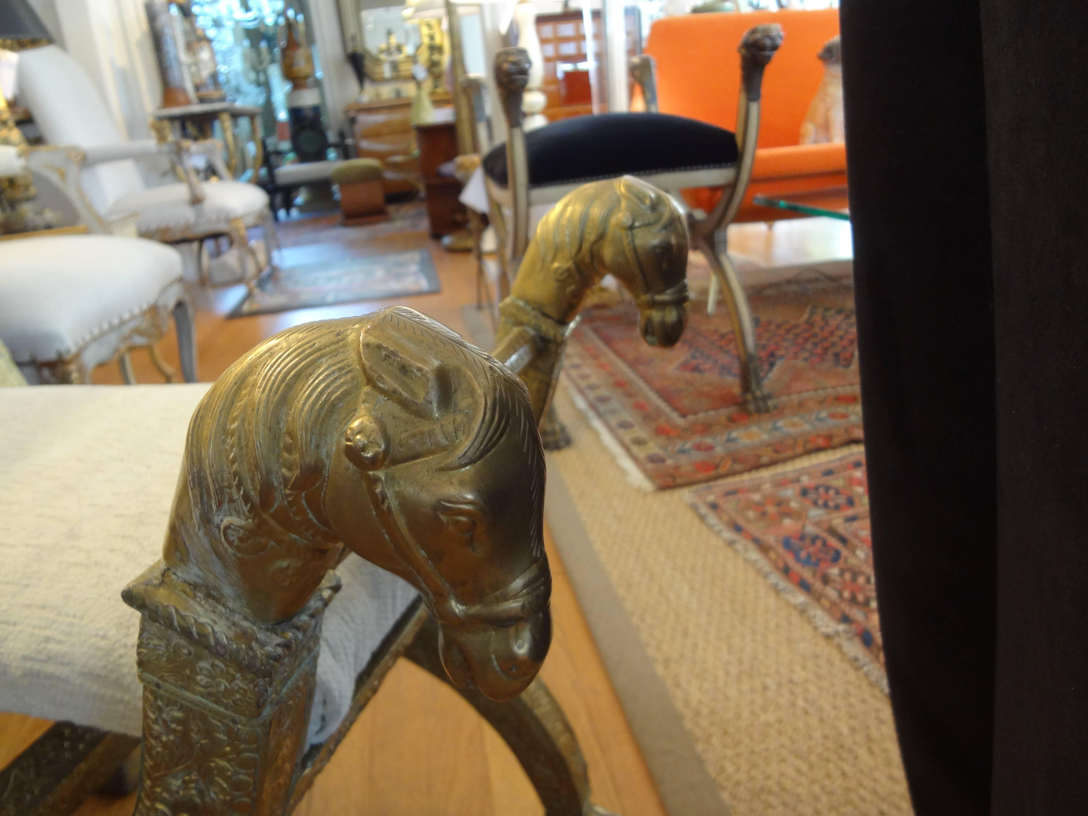 Anglo-Indian Brass Clad Bench with Horse Head Detail 1