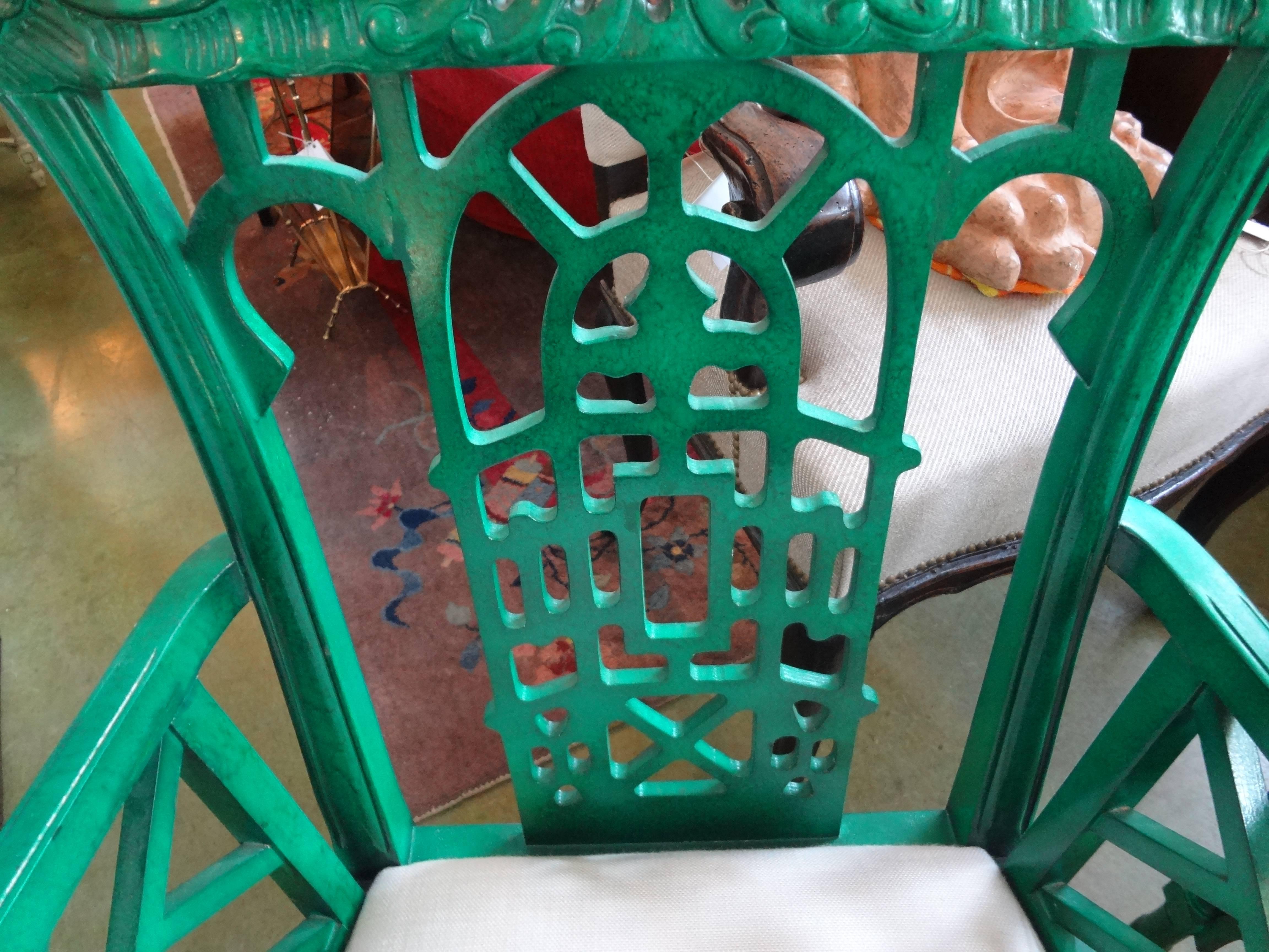 Pair of Chinese Chippendale Style Chairs In Excellent Condition In Houston, TX