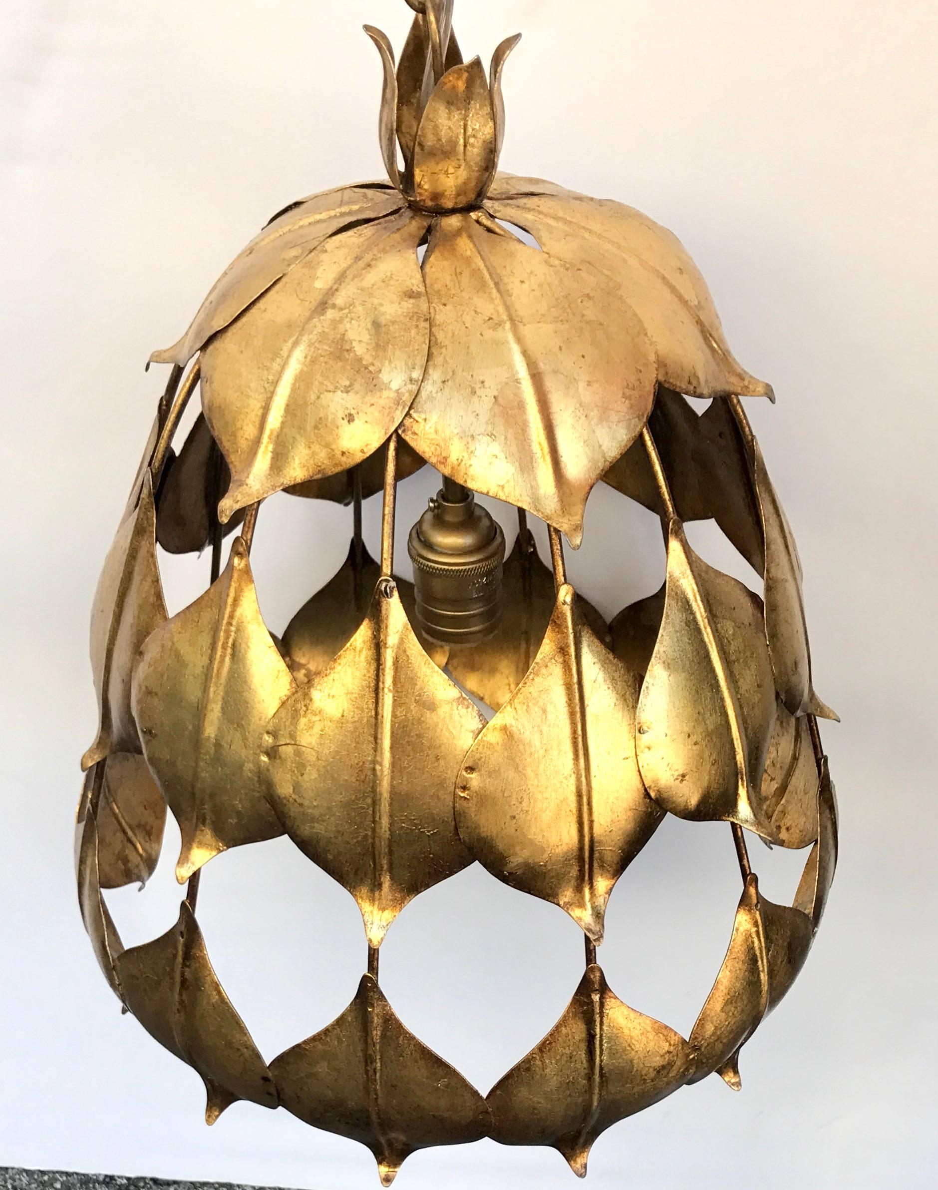 Fabulous 1960s Italian Burnished Gilt Iron Chandelier In Excellent Condition In Washington, DC