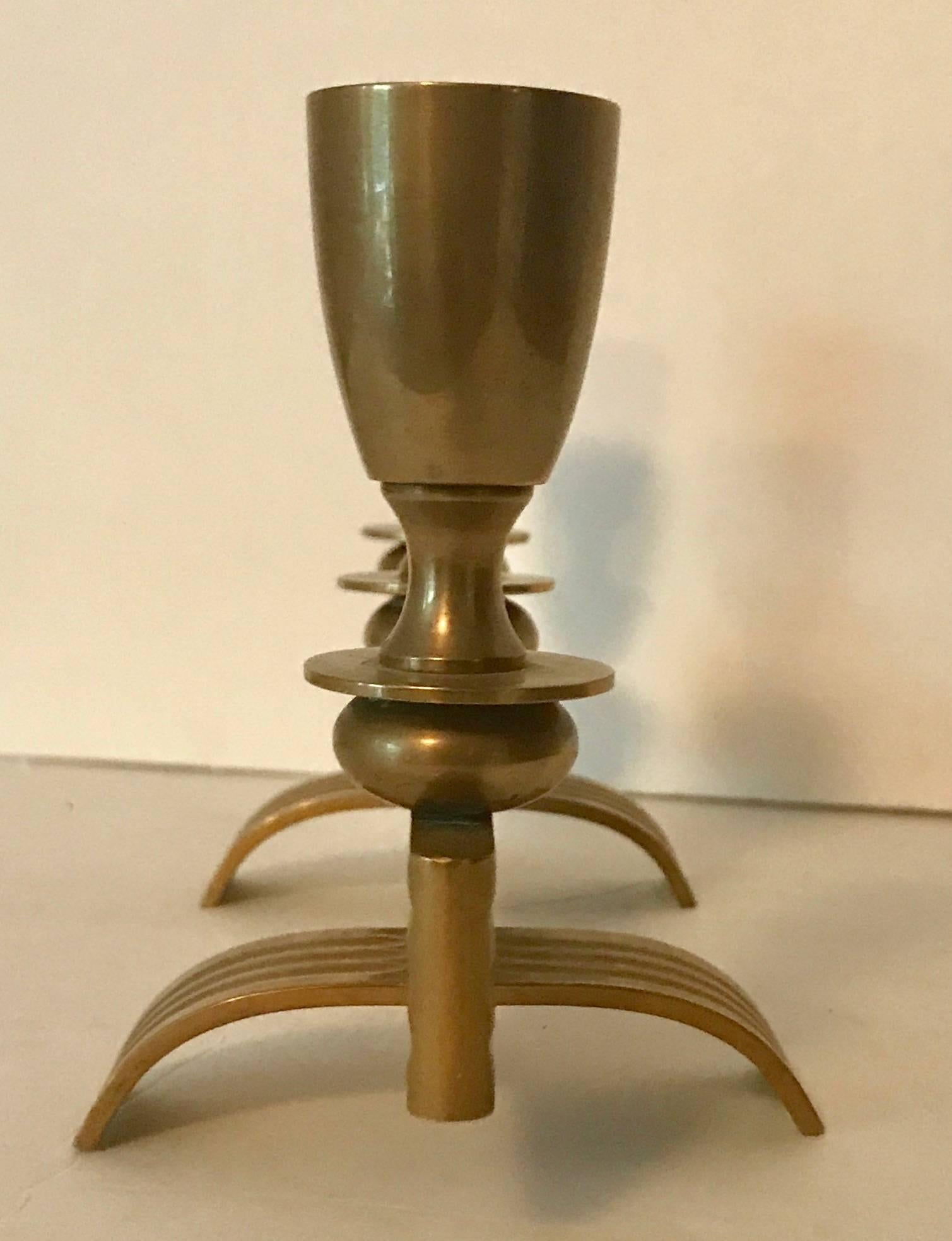 Pair of 1930s American Machine Age Bronze Candelabrum In Excellent Condition In Washington, DC