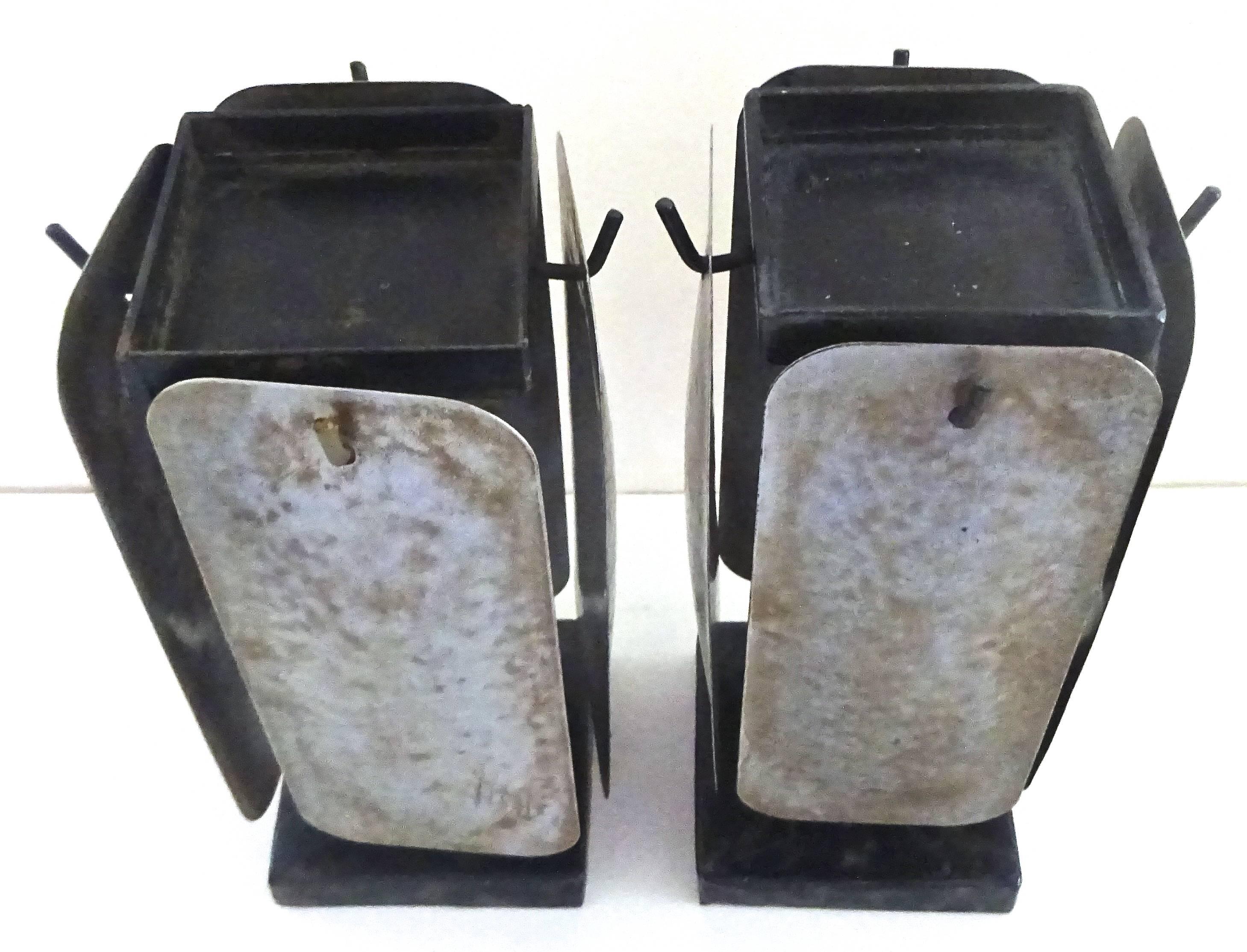 Rare Sculptural 1980s Robert Lee Morris Kinetic Iron and Steel Candleholders In Excellent Condition In Washington, DC