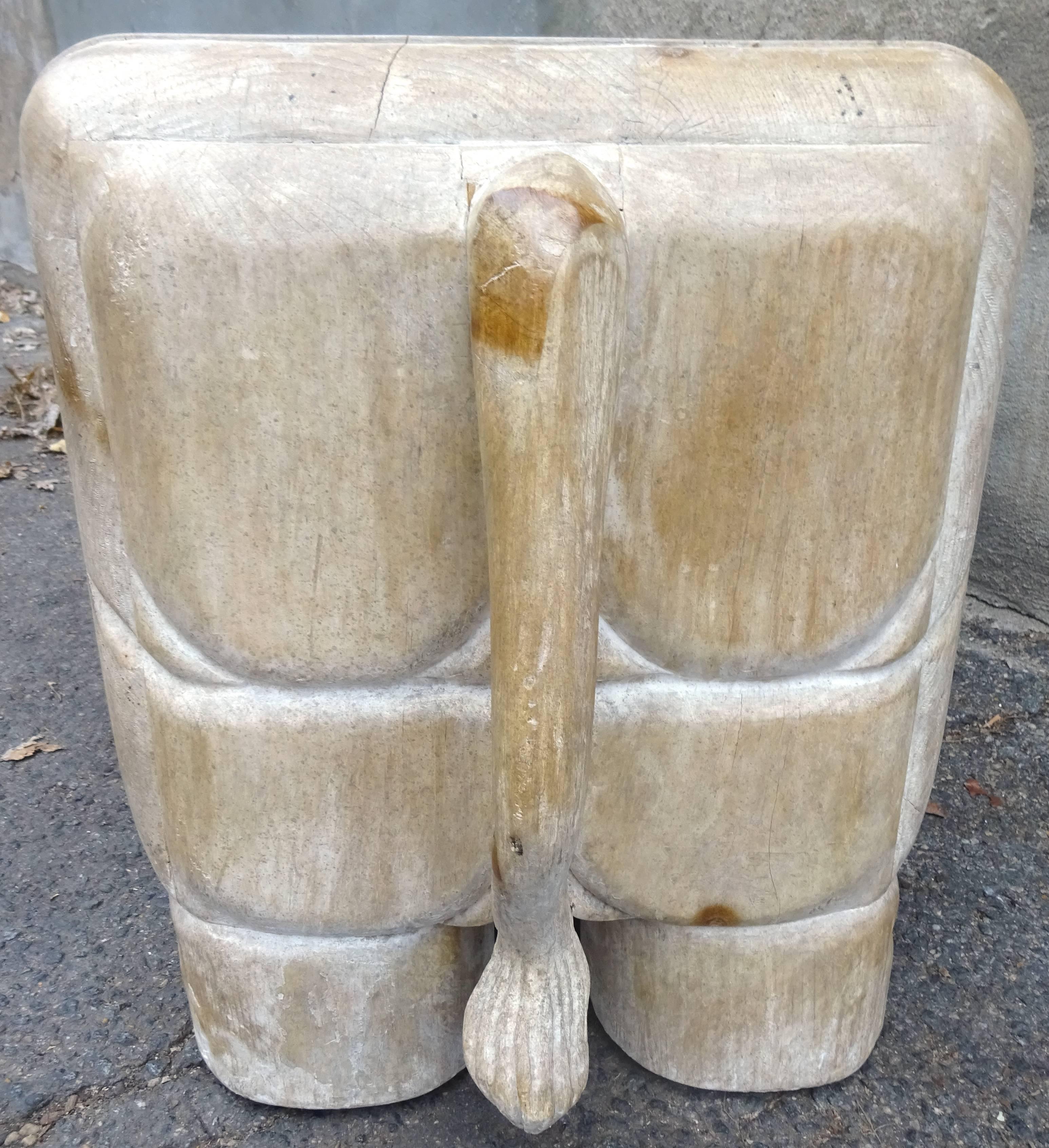 European Sculptural 1970s Italian Carved Wood Elephant Table