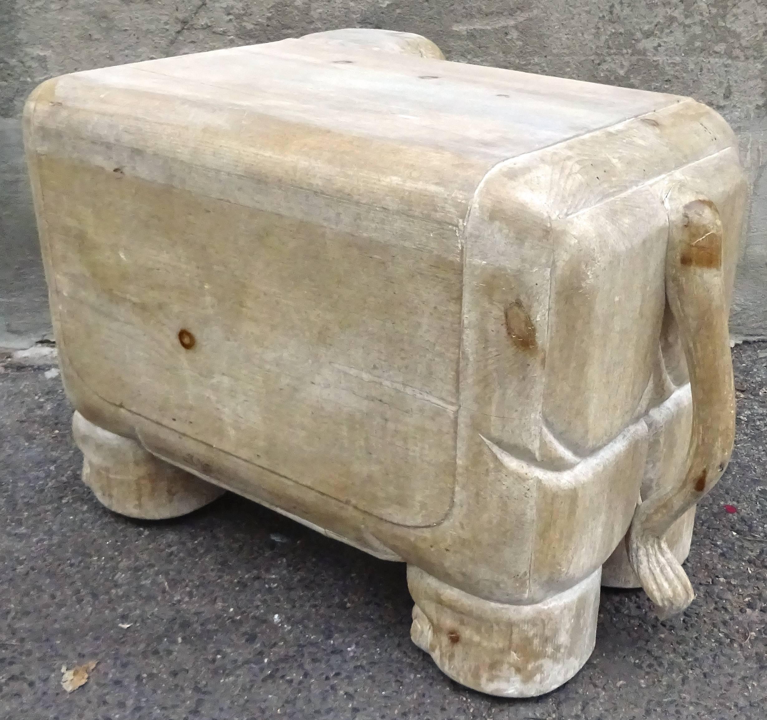 Late 20th Century Sculptural 1970s Italian Carved Wood Elephant Table