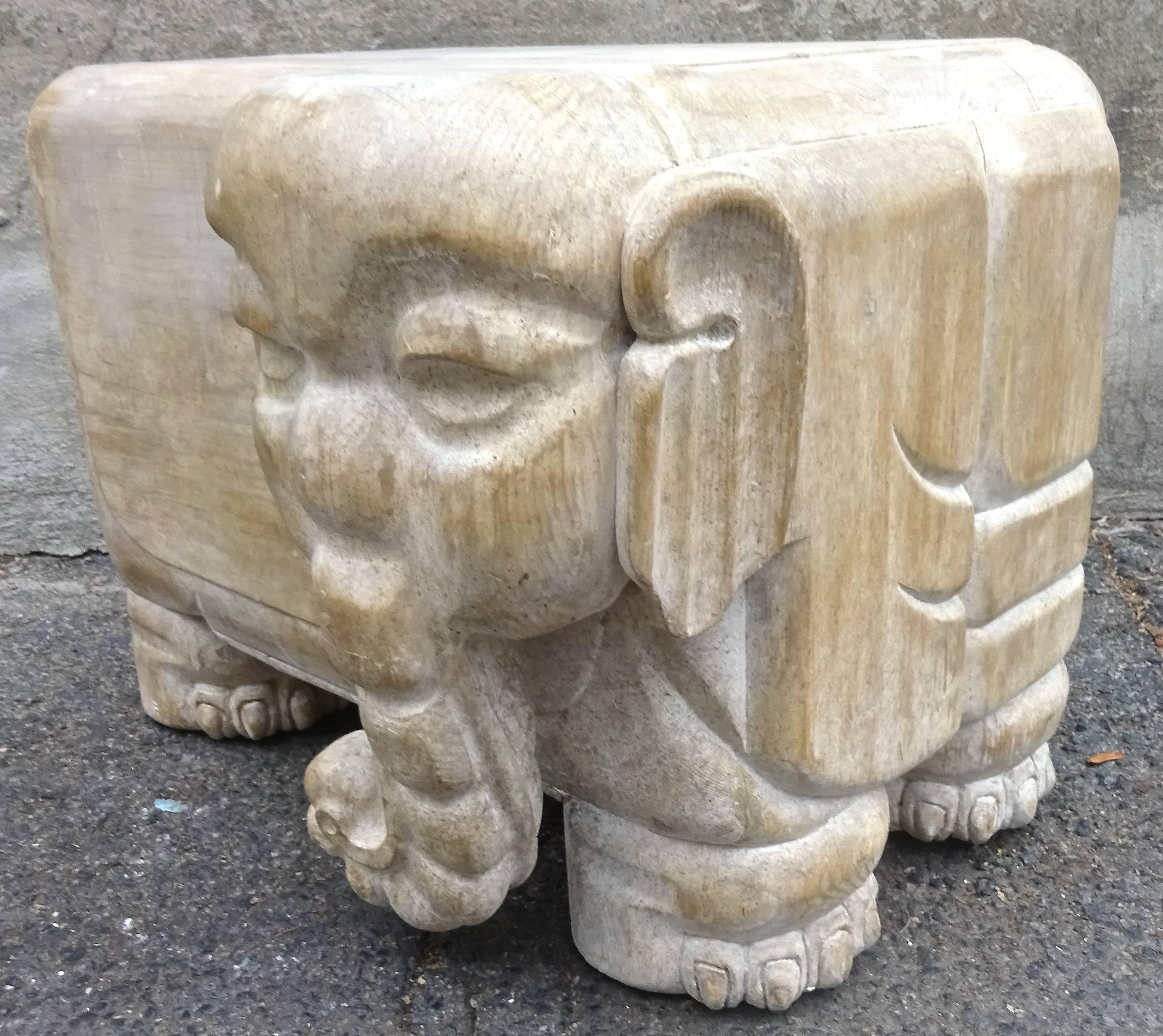 Sculptural 1970s Italian Carved Wood Elephant Table 2