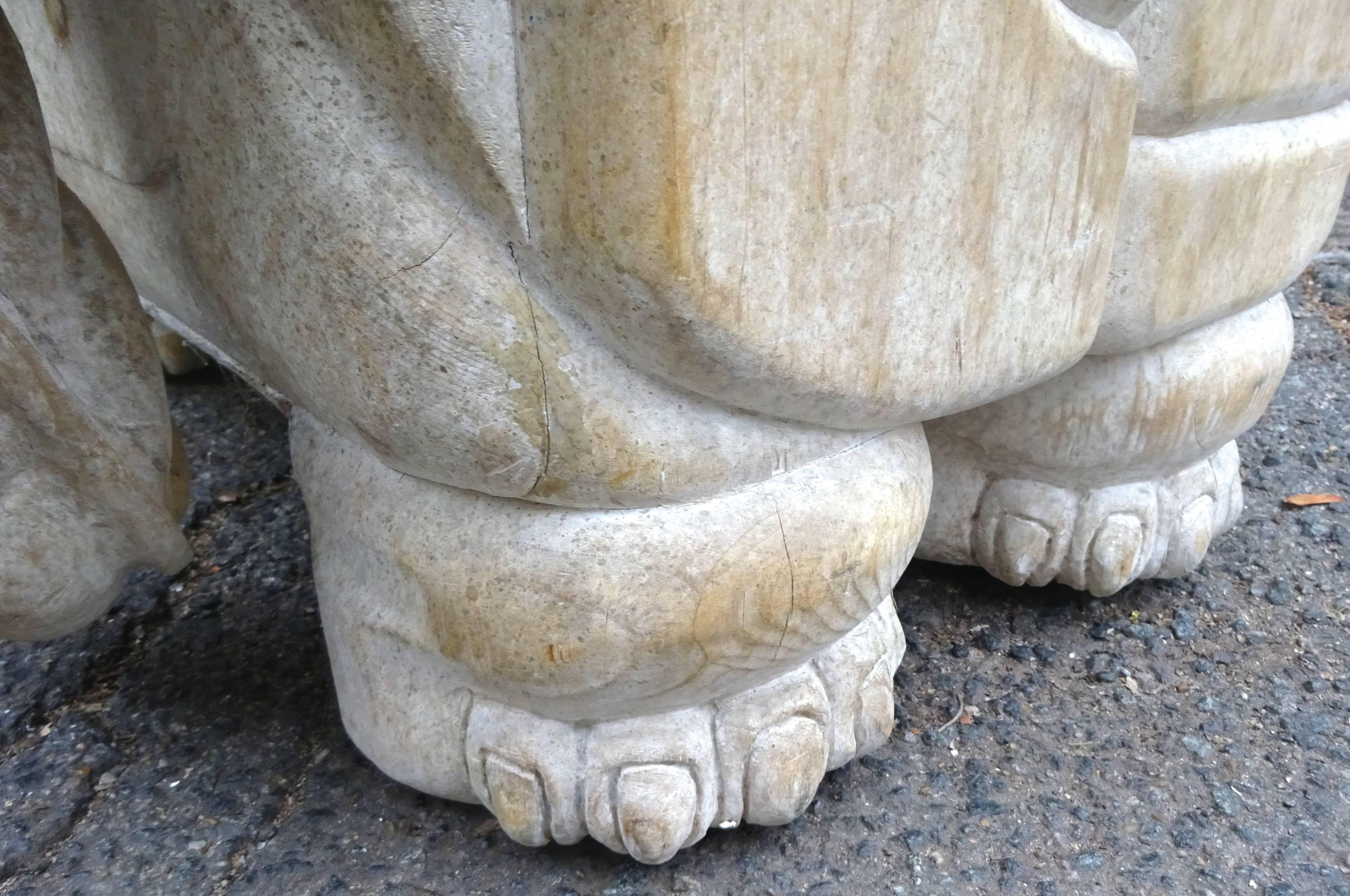 Sculptural 1970s Italian Carved Wood Elephant Table 4