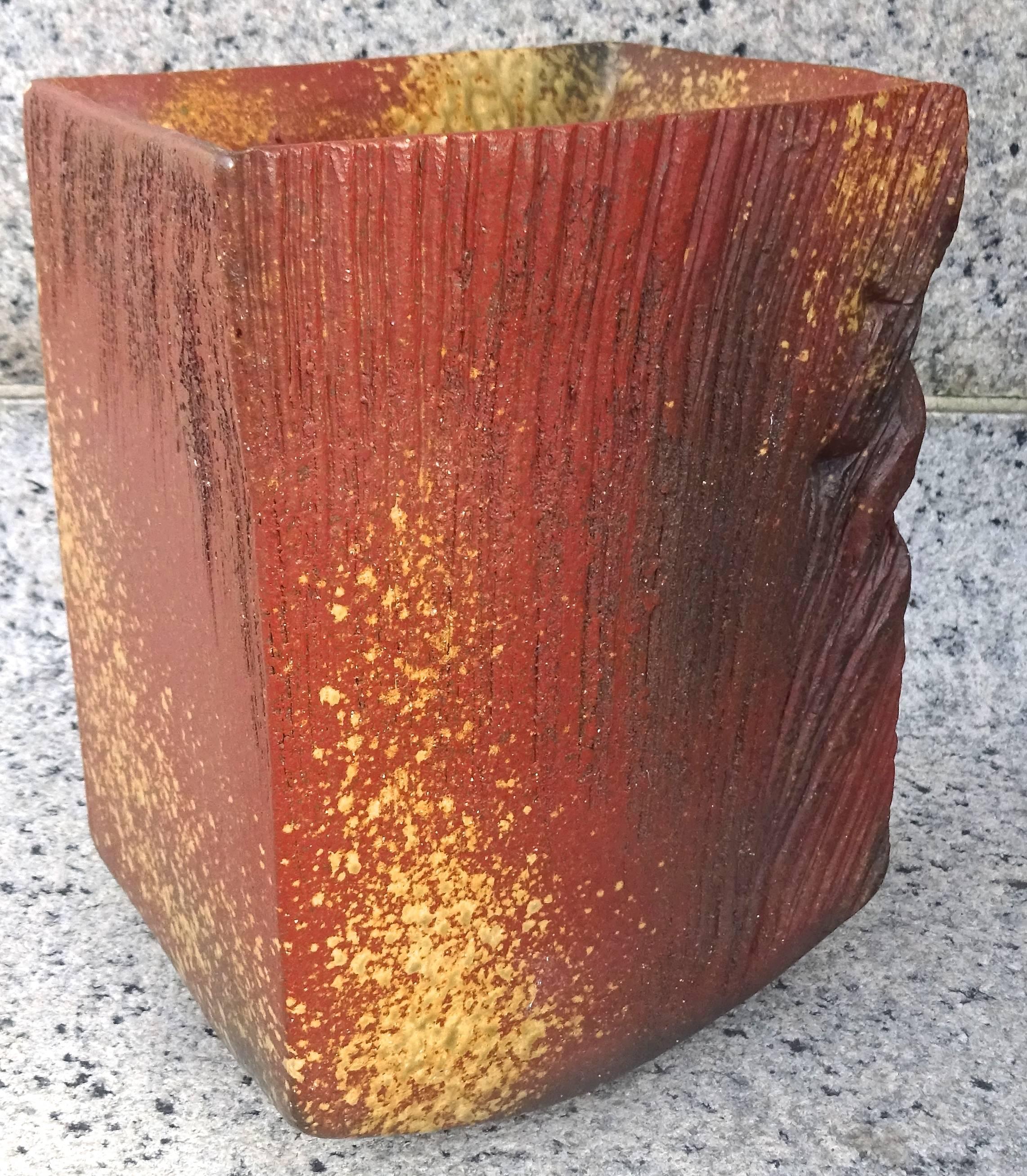 Large 1970s Modernist Japanese Art Pottery Vase In Excellent Condition For Sale In Washington, DC