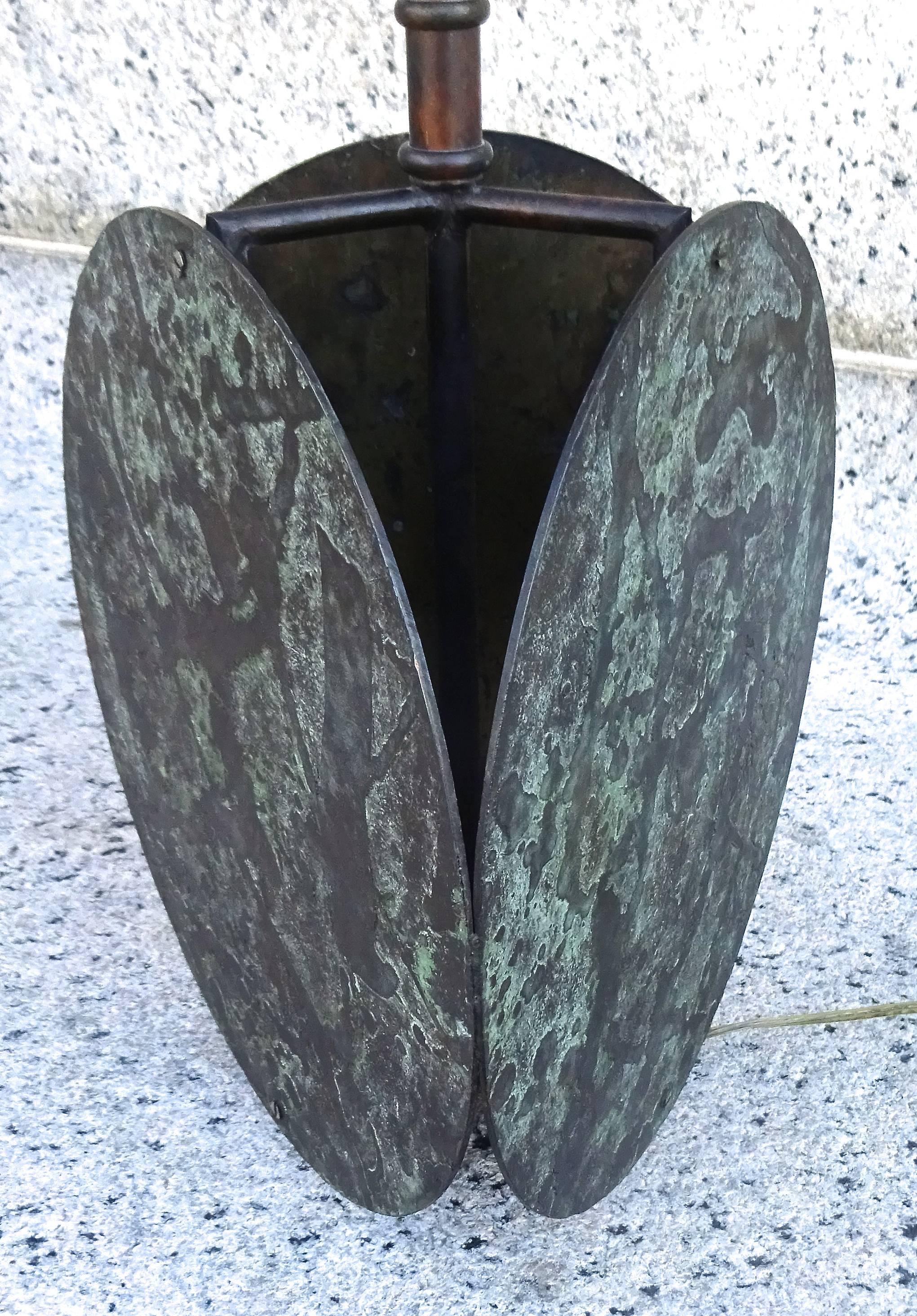 Sculptural Custom 1970s Patinated Bronze Table Lamp 3