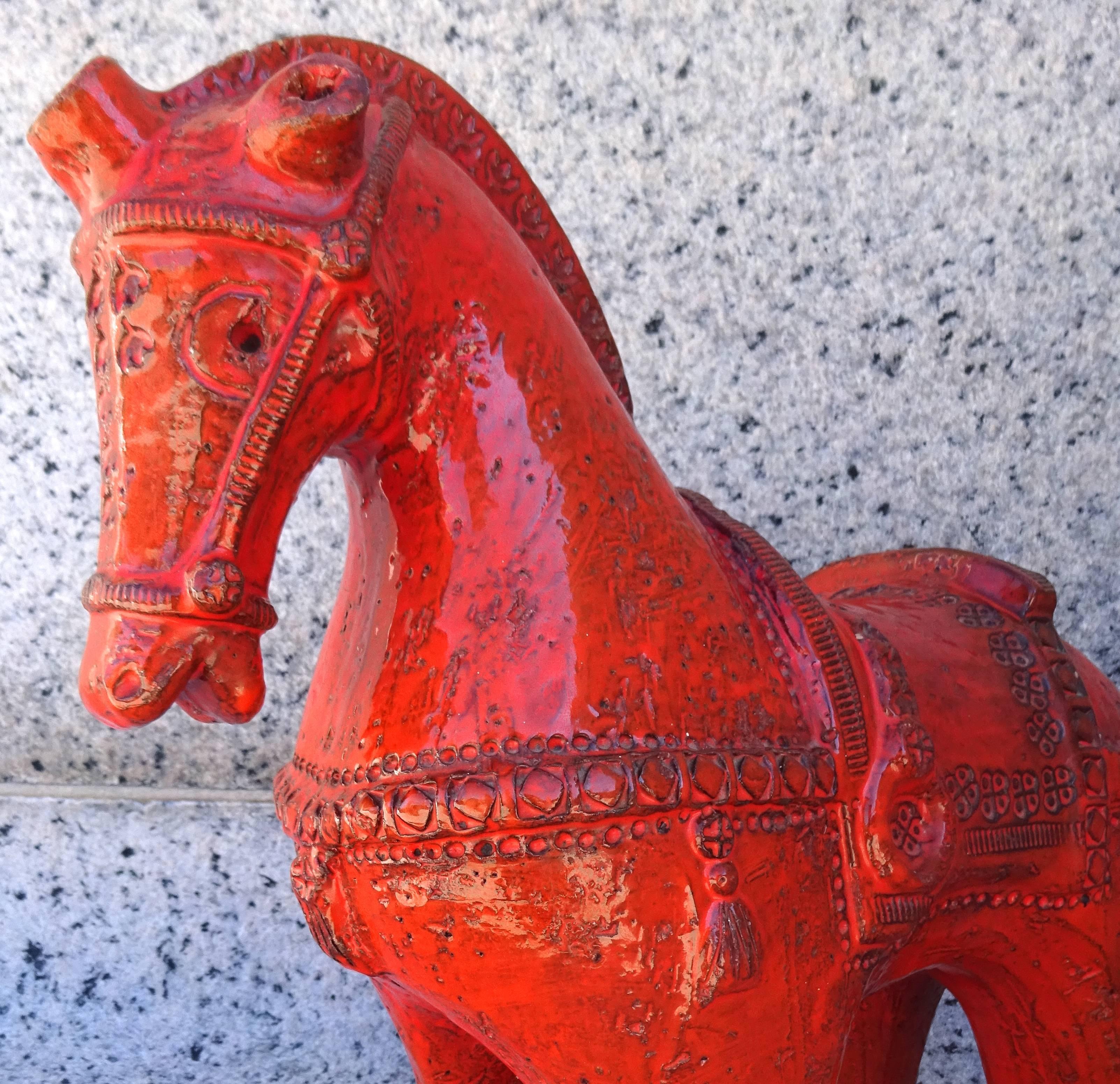 Monumental Italian, 1960s Aldo Londi for Bitossi Art Pottery Horse Sculpture In Excellent Condition In Washington, DC