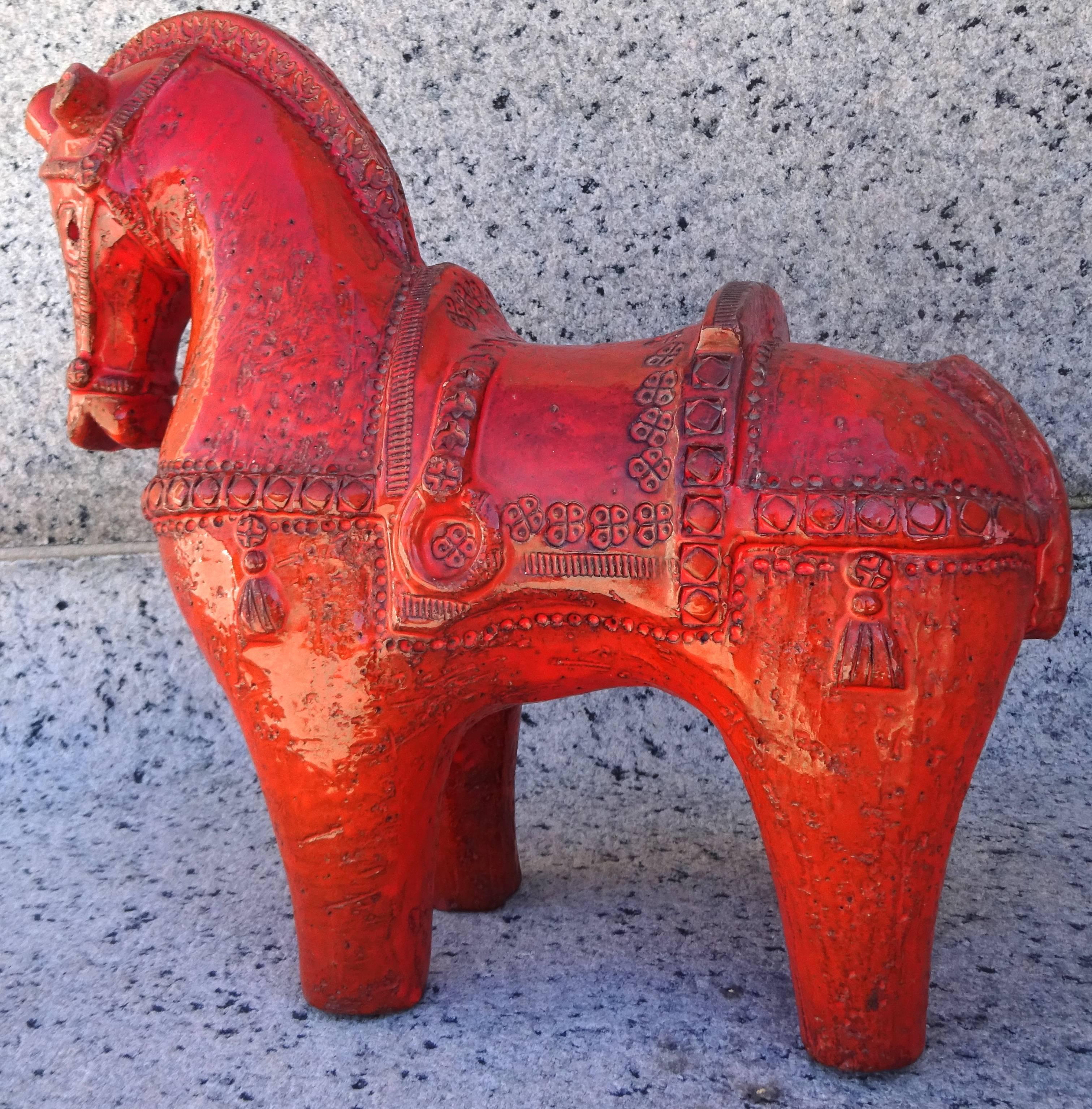 Monumental Italian, 1960s Aldo Londi for Bitossi Art Pottery Horse Sculpture 2