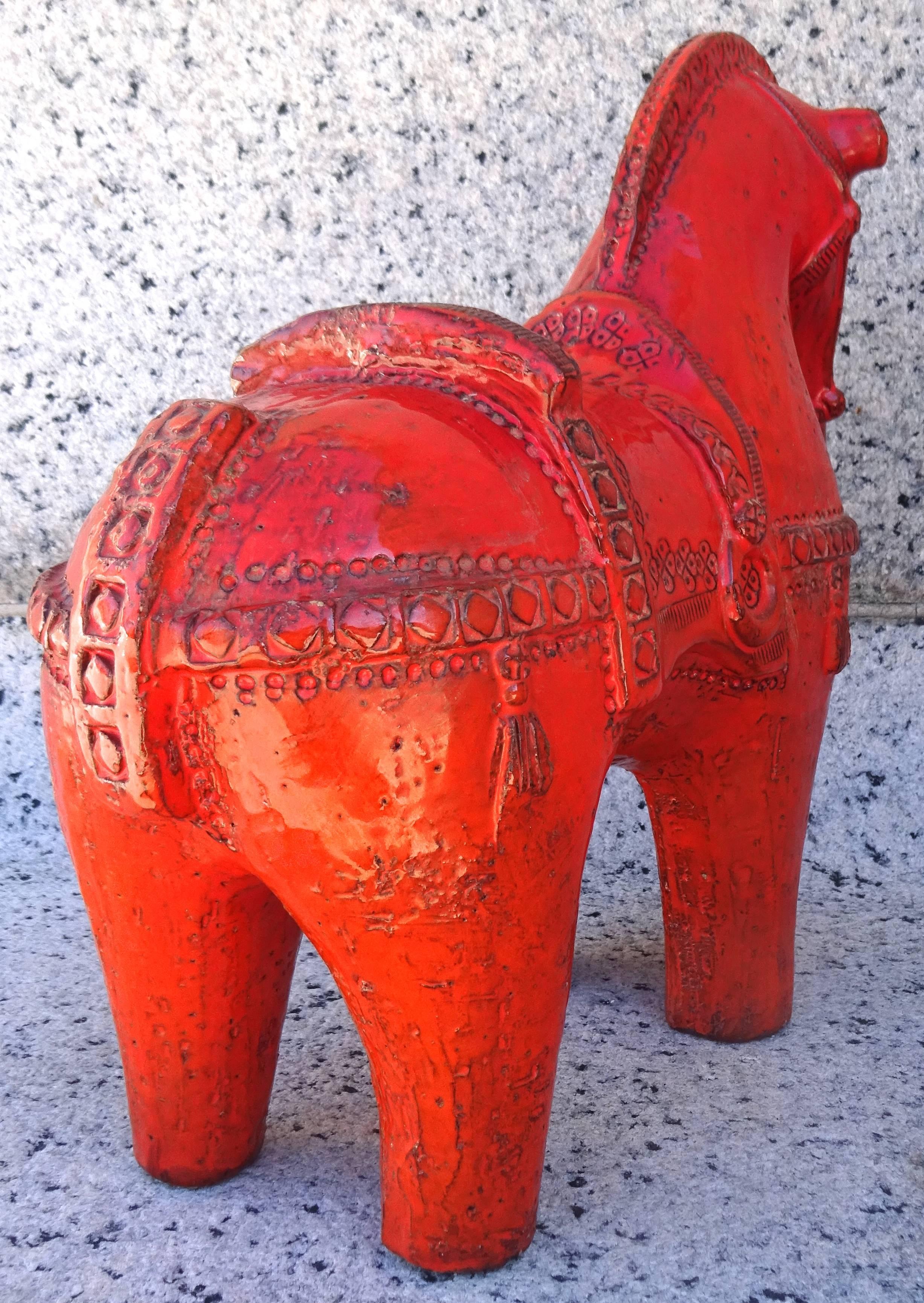 Mid-20th Century Monumental Italian, 1960s Aldo Londi for Bitossi Art Pottery Horse Sculpture