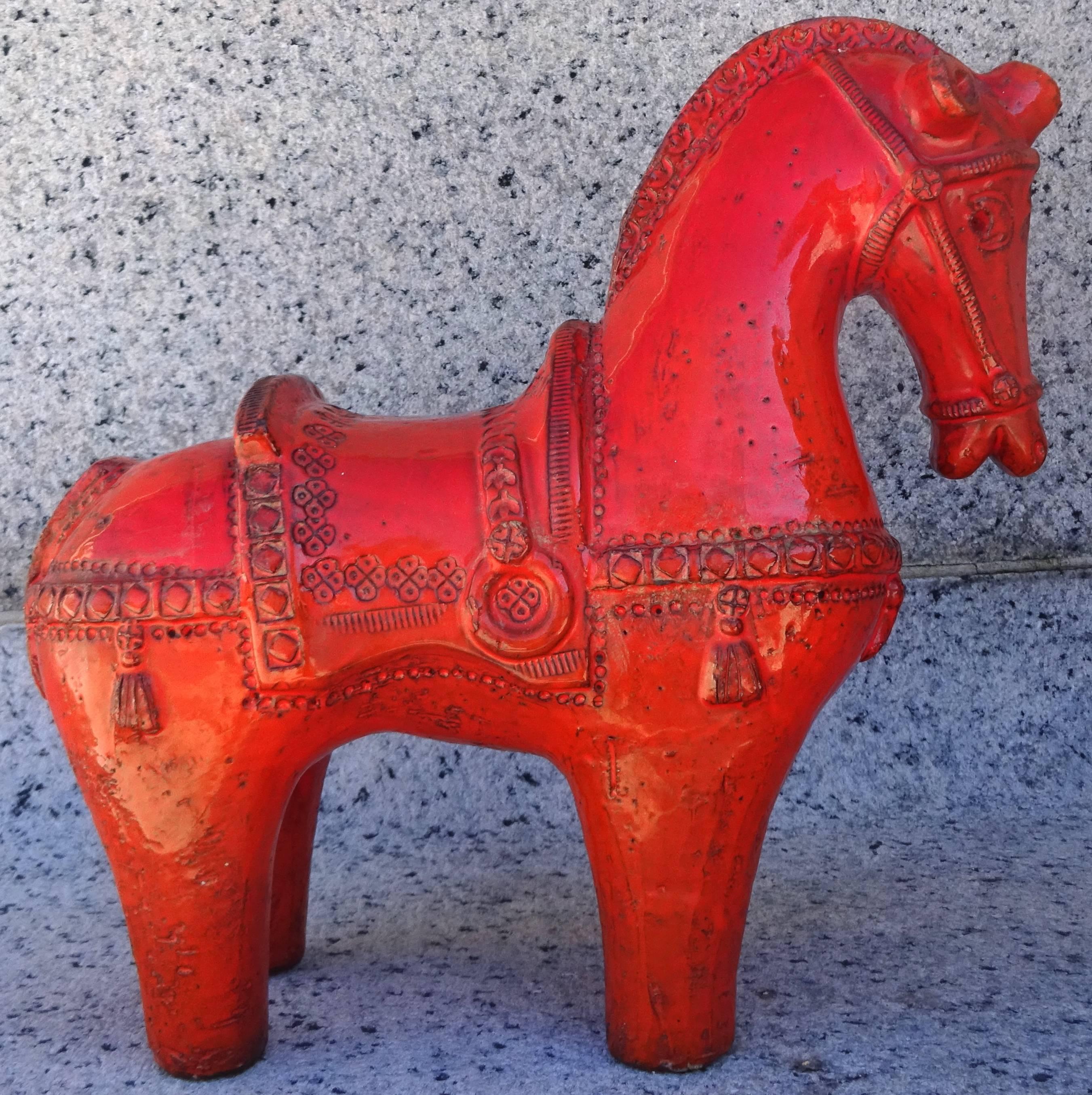 Monumental Italian, 1960s Aldo Londi for Bitossi Art Pottery Horse Sculpture 1