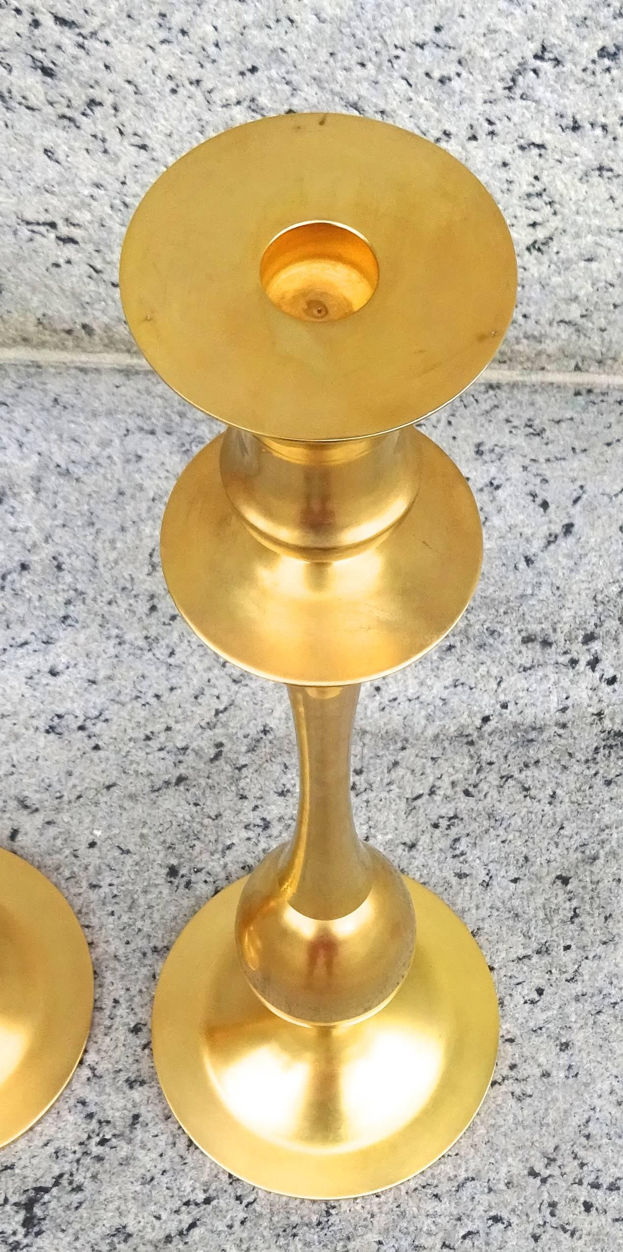 Monumental Pair of French Matte Gilt Bronze Candle Holders, circa 1990 In Excellent Condition In Washington, DC