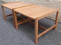 Sleek Pair of 1950s Danish Modern Bleached Teak Cocktail Tables