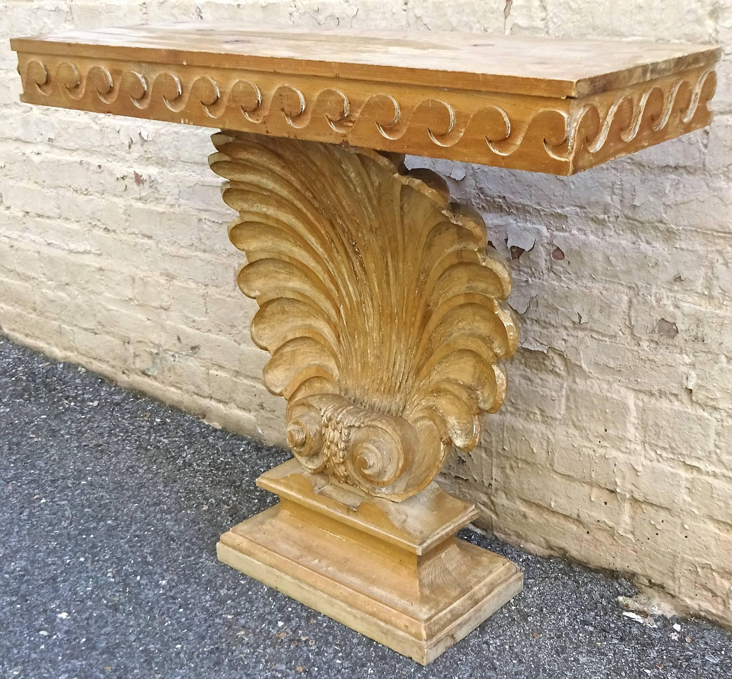 Neoclassical 1930s Edward Wormley for Dunbar Carved Shell Console Table In Excellent Condition In Washington, DC