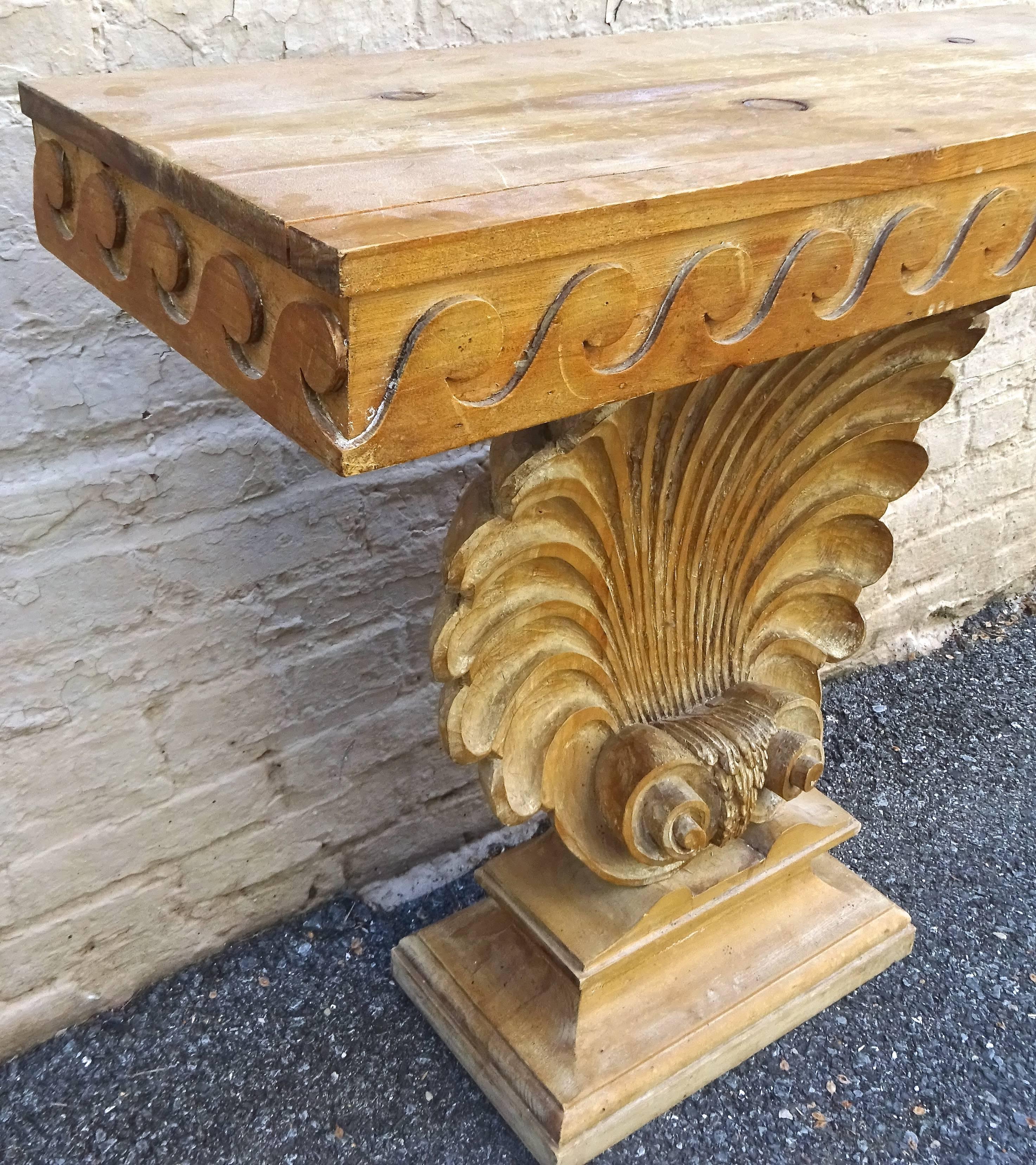 Neoclassical 1930s Edward Wormley for Dunbar Carved Shell Console Table 1