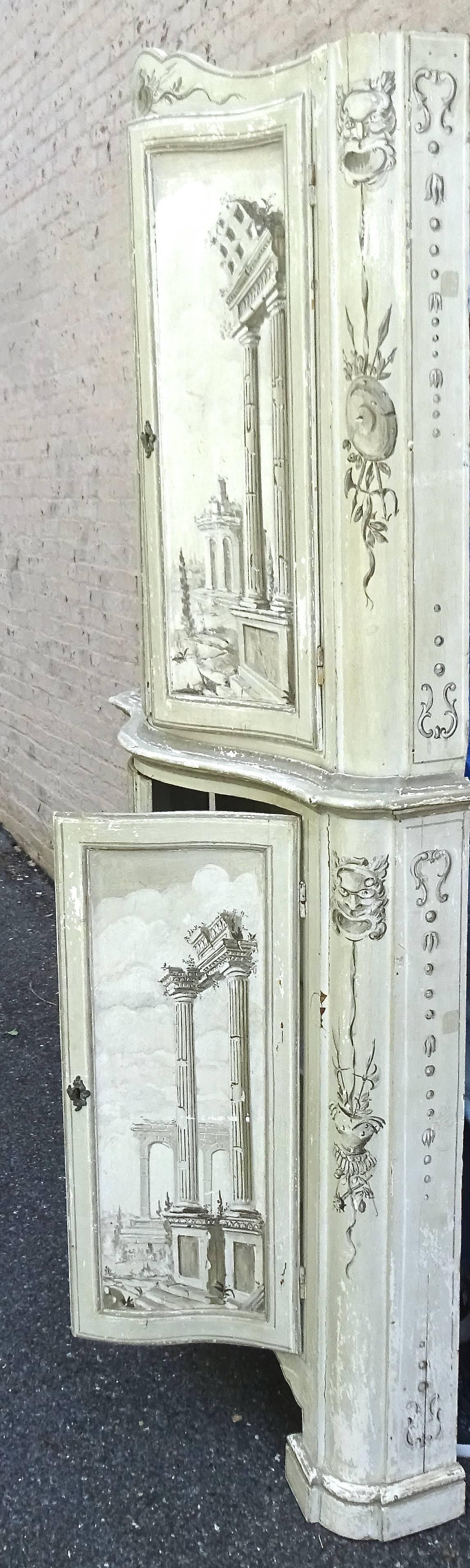 Fabulous Tall 19th Century Italian Grisailles Painted Cabinet In Excellent Condition In Washington, DC