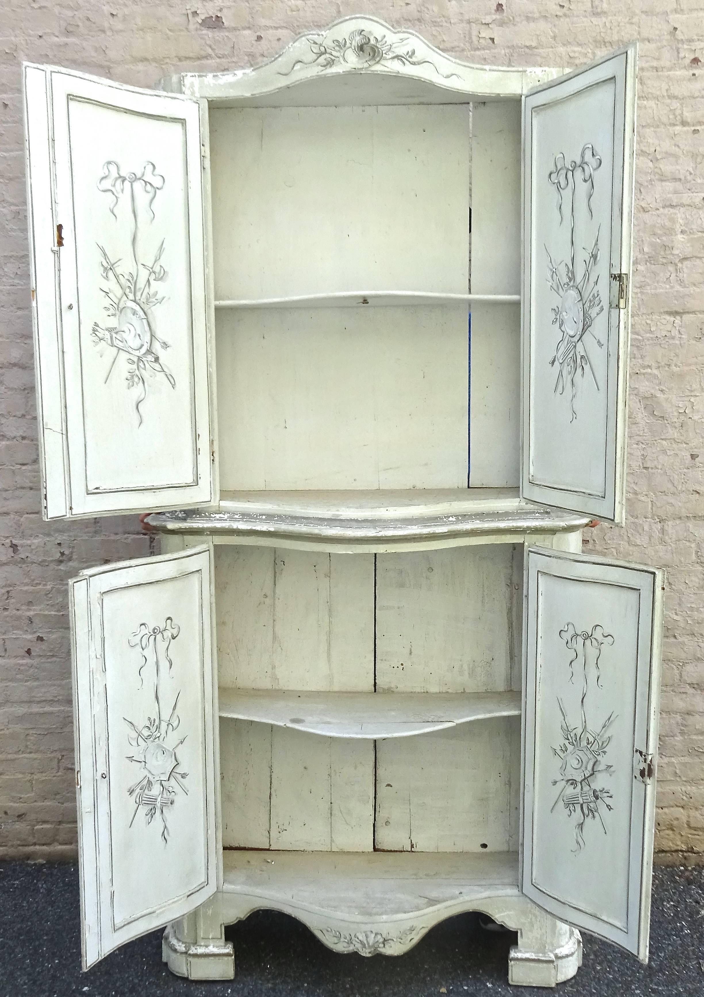 Fabulous Tall 19th Century Italian Grisailles Painted Cabinet 6