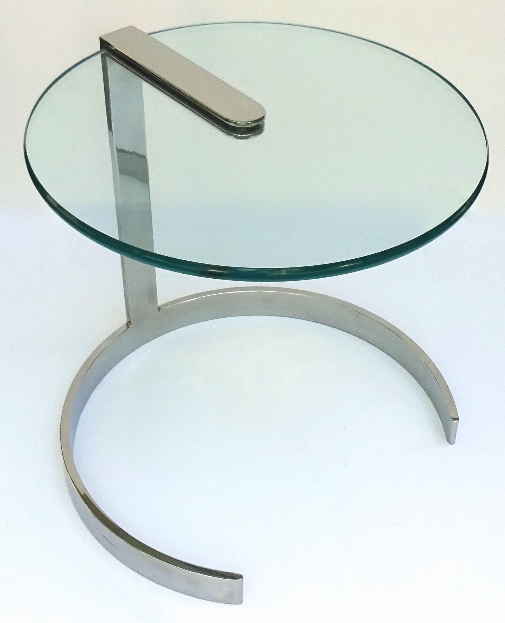 American Sleek 1970s Pace Collection Chrome and Glass End Table For Sale