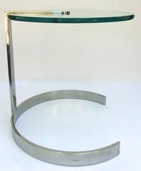 Sleek 1970s Pace Collection Chrome and Glass End Table