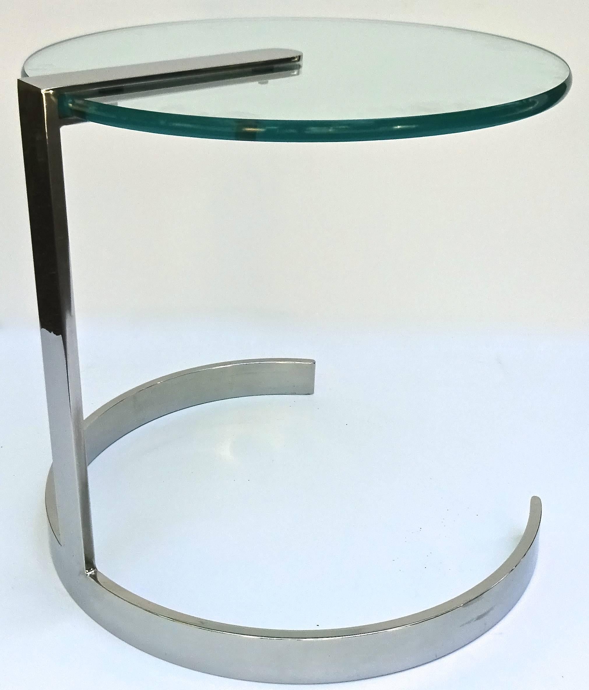 Sleek 1970s Pace Collection Chrome and Glass End Table In Excellent Condition For Sale In Washington, DC
