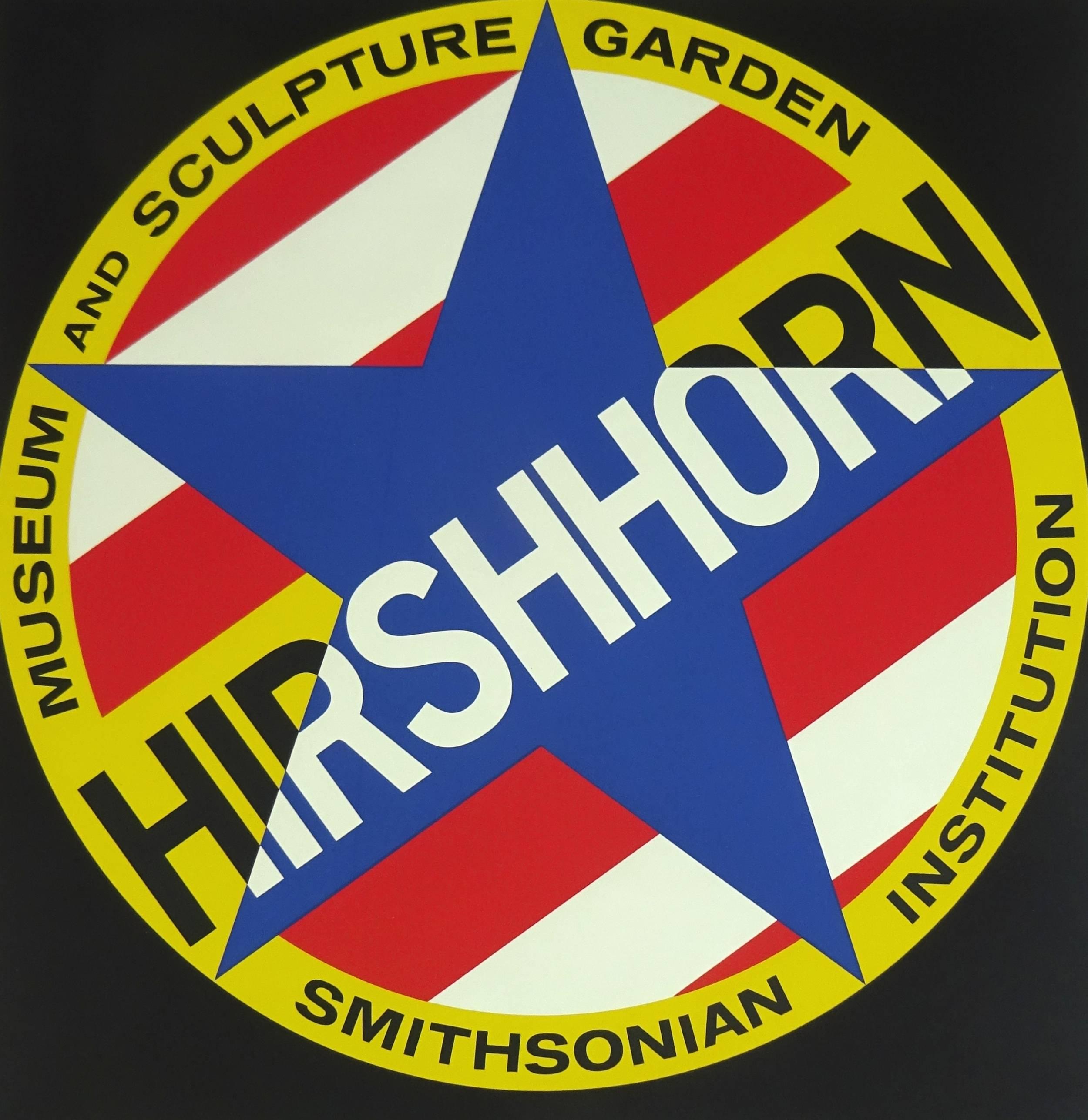 Graphic 1970s signed Robert Indiana Hirshhorn Museum opening silkscreen, 1974.