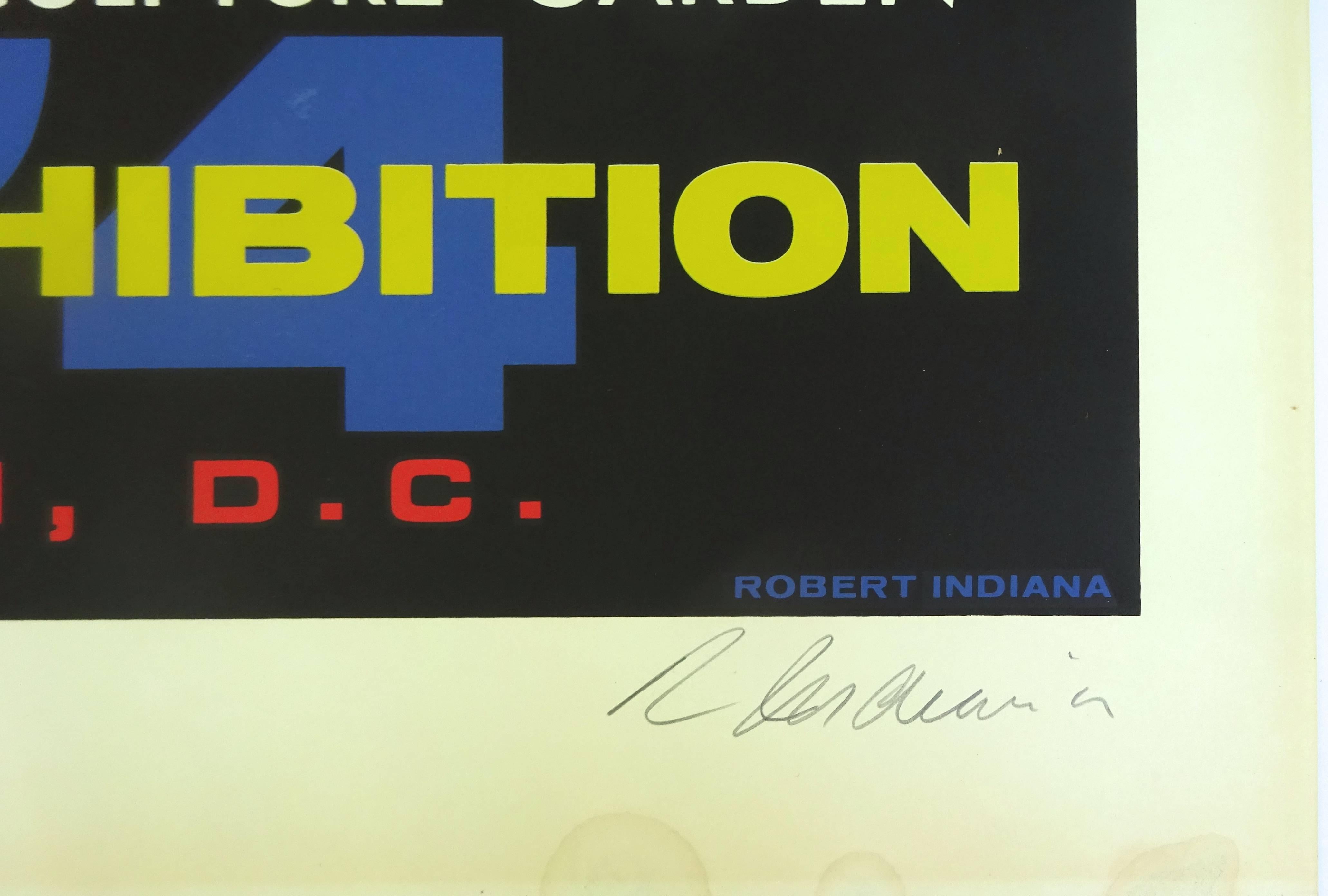 Graphic 1970s Signed Robert Indiana Hirshhorn Museum Opening Silkscreen, 1974 In Excellent Condition In Washington, DC