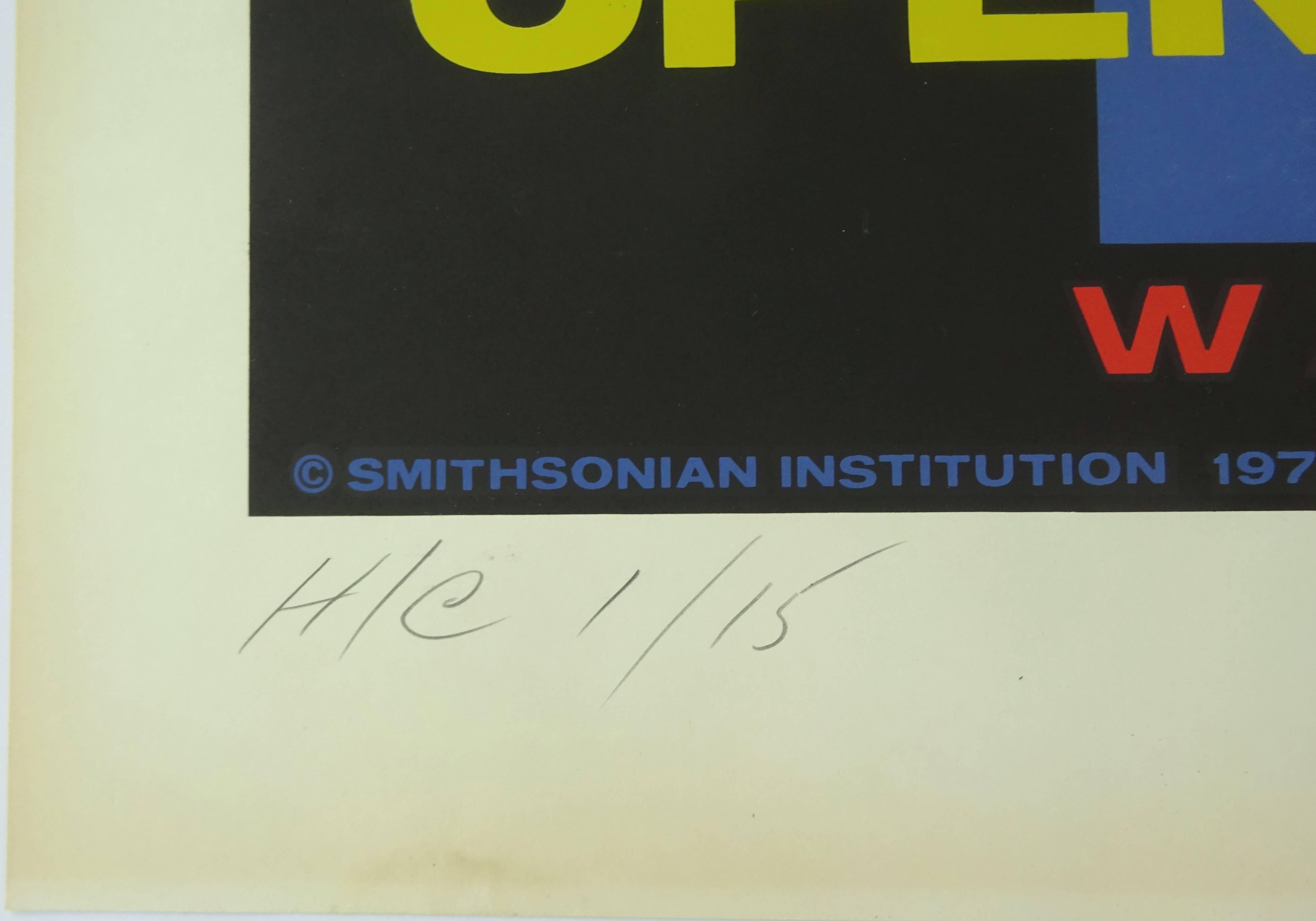 Graphic 1970s Signed Robert Indiana Hirshhorn Museum Opening Silkscreen, 1974 1