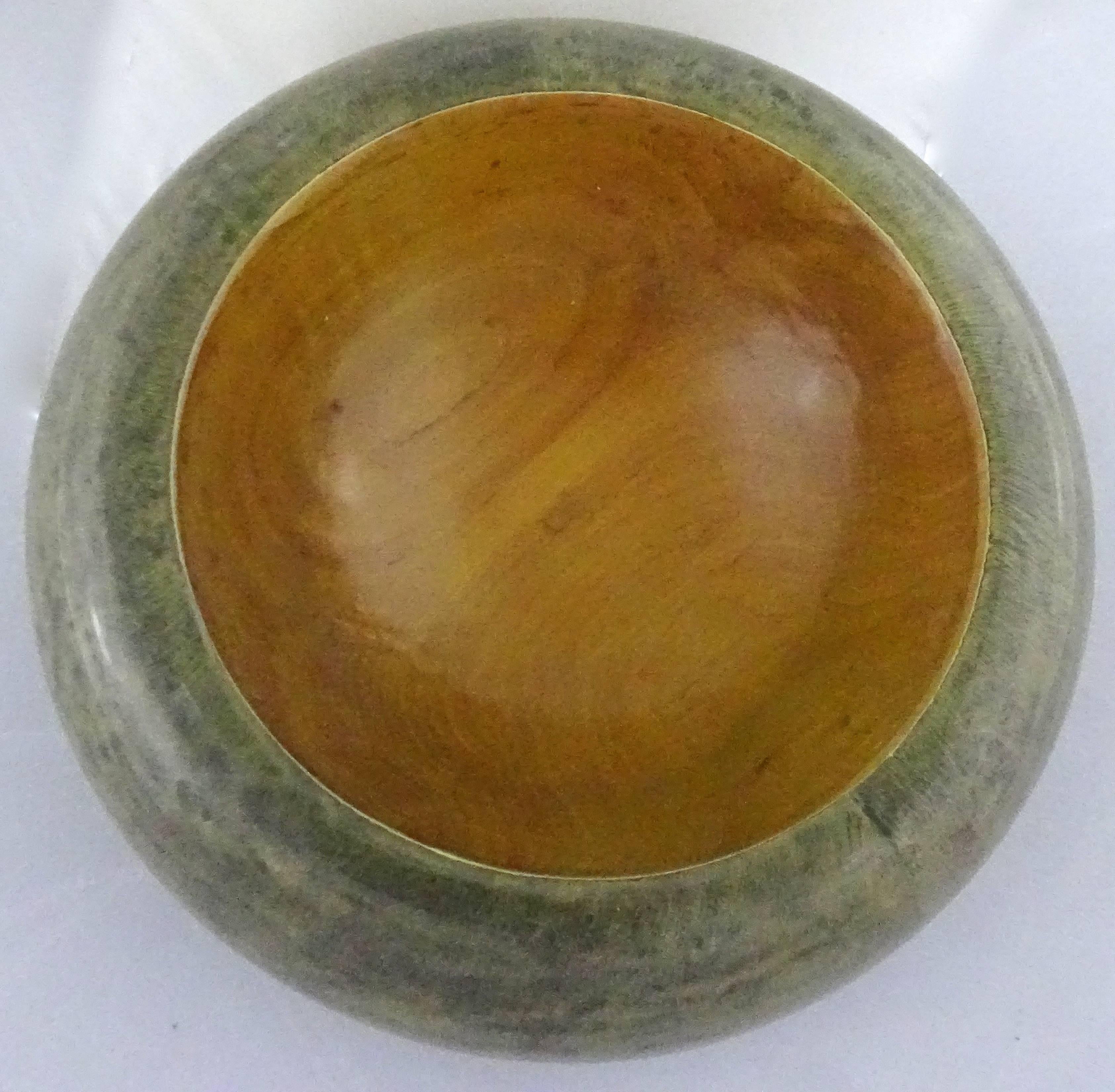 Italian Rare 1950s Aldo Tura Jade Green Lacquered Goatskin Bowl For Sale