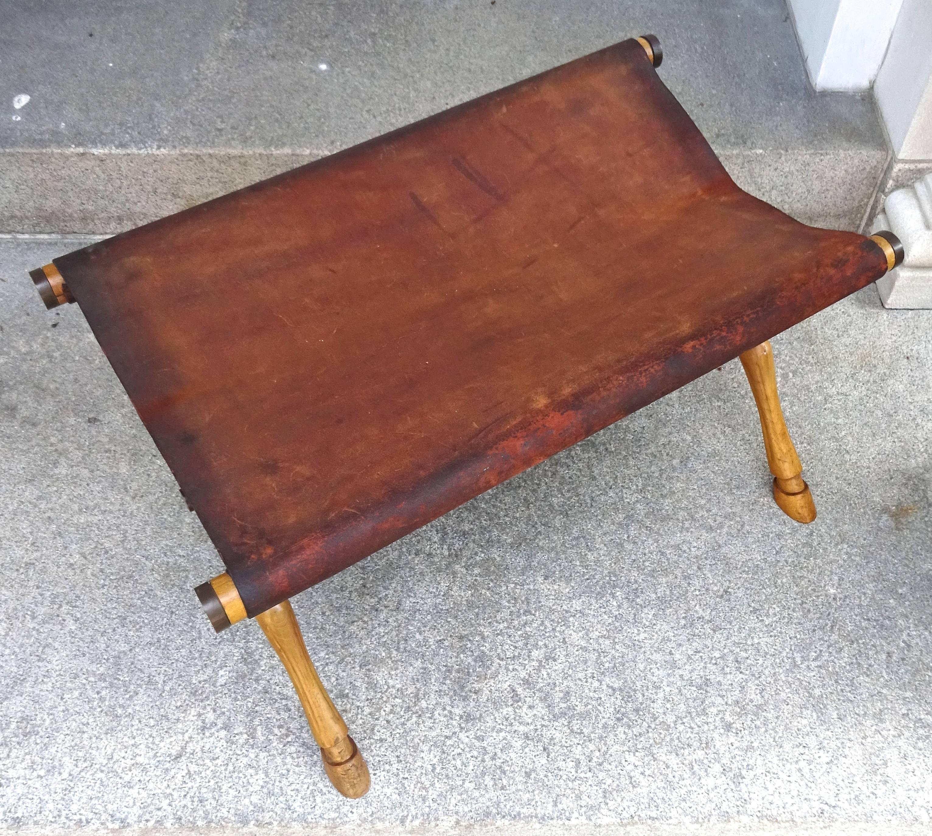 Mid-20th Century Rare 1950s T.H. Robsjohn-Gibbings for Saridis Walnut and Bronze Folding Bench