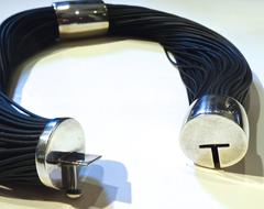 Collier Tane MEXICO moderniste des années 1980 en argent et caoutchouc, Mexique