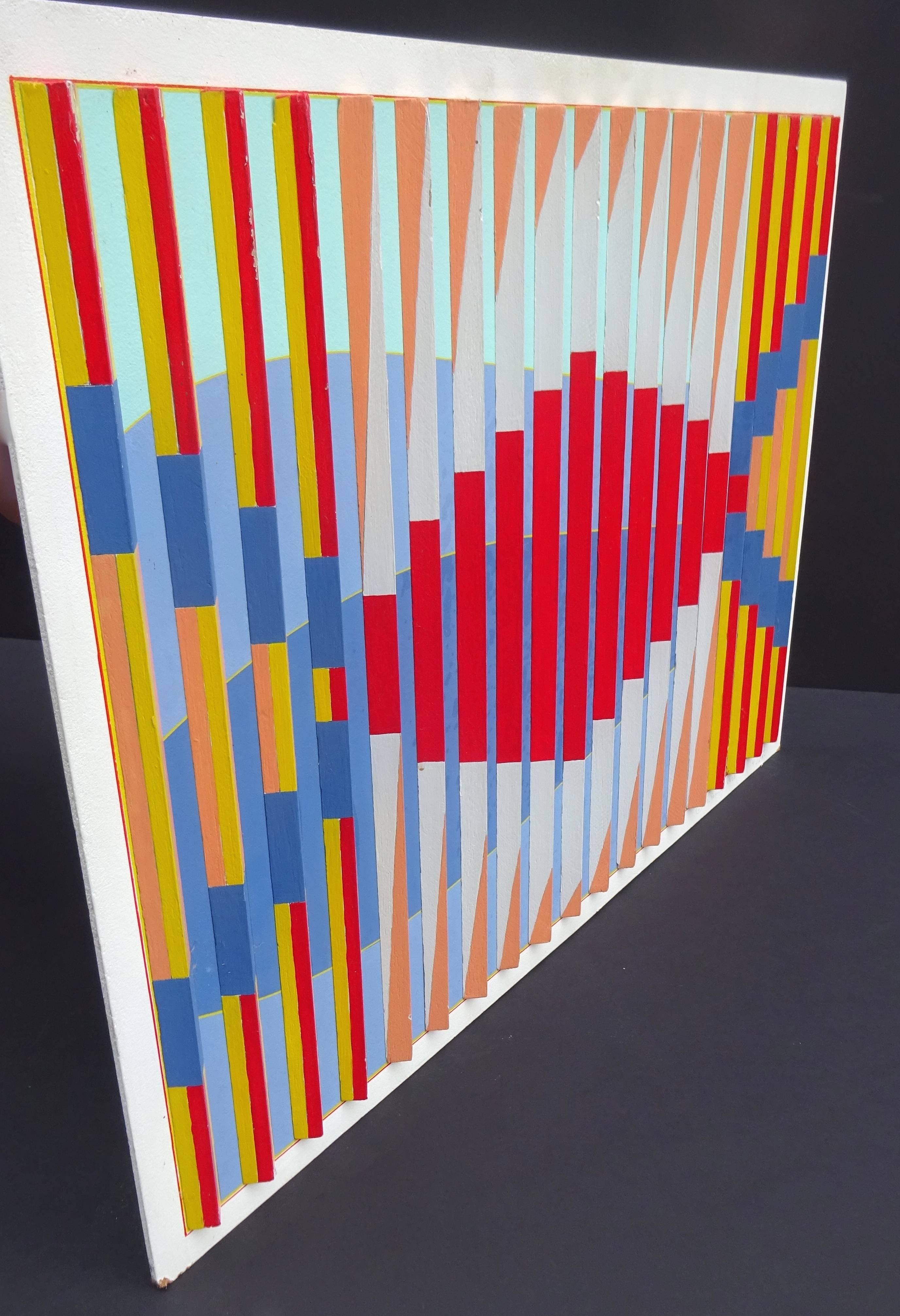 Graphic Martin Houk three dimensional abstract painting, 1978.