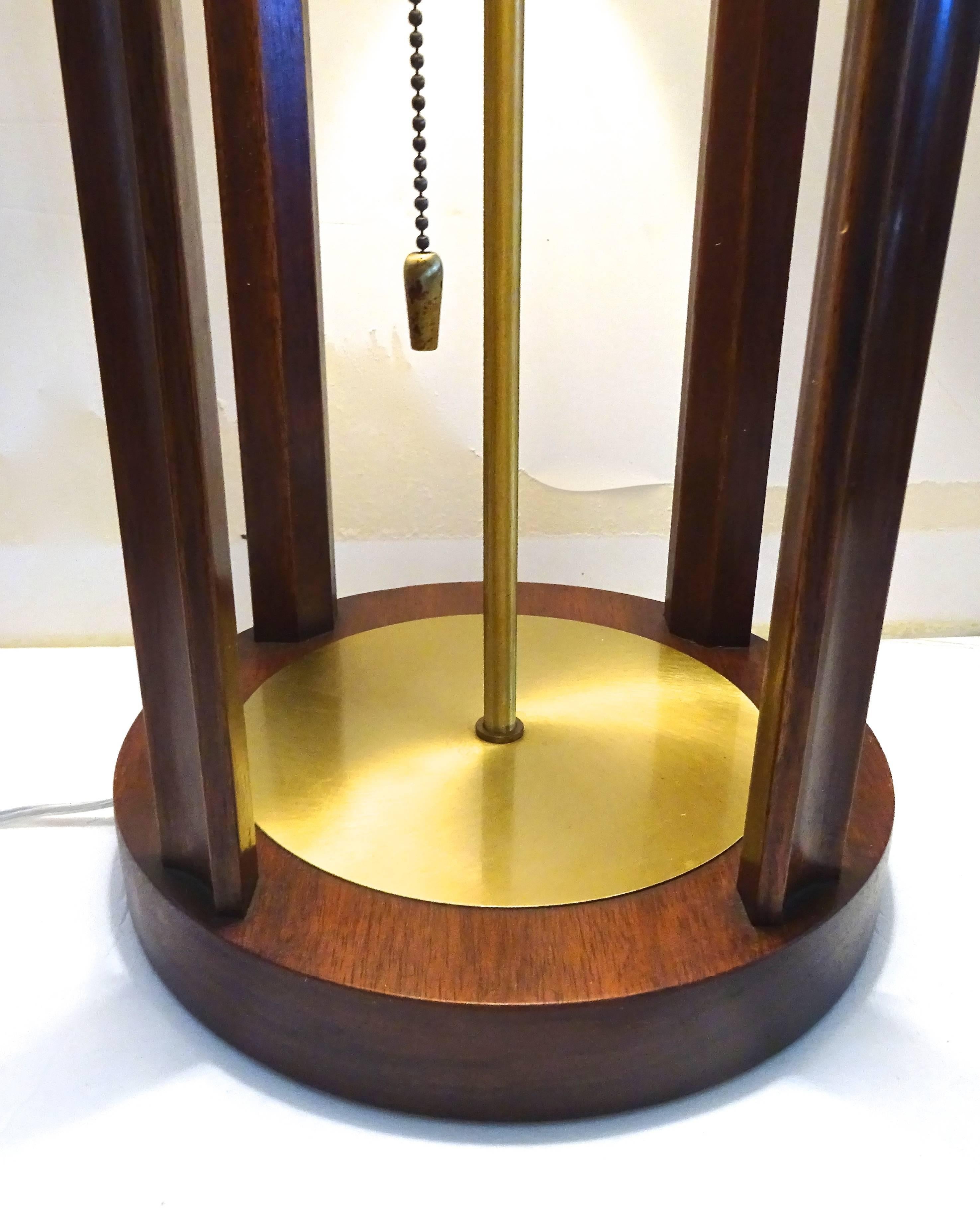 Monumental 1950s modernist walnut table lamp
