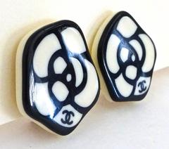 Graphic Pair of 1980s Chanel Lucite Earrings