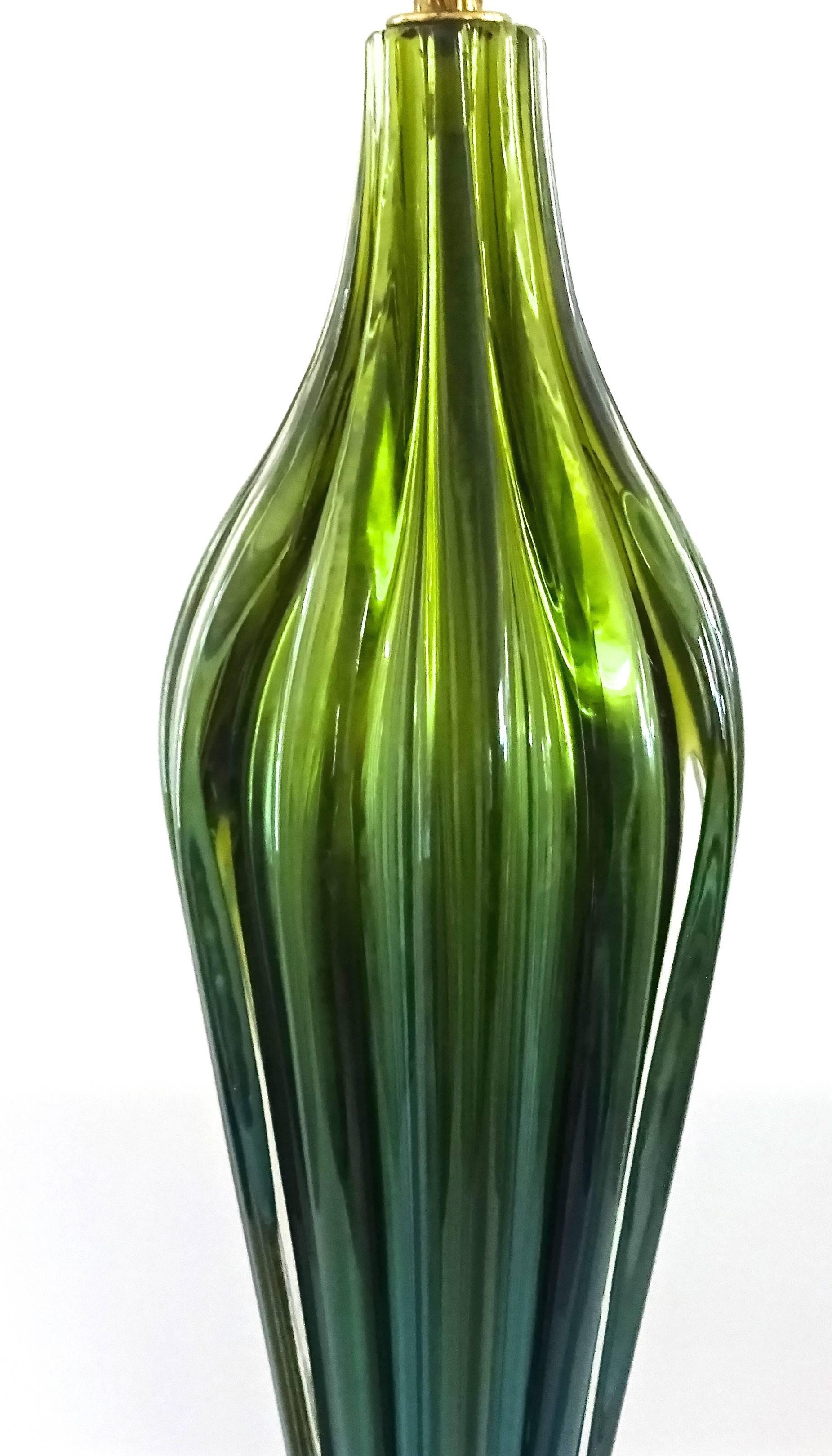 Italian Stunning Tall 1950s Flavio Poli for Seguso Murano Art Glass Table Lamp