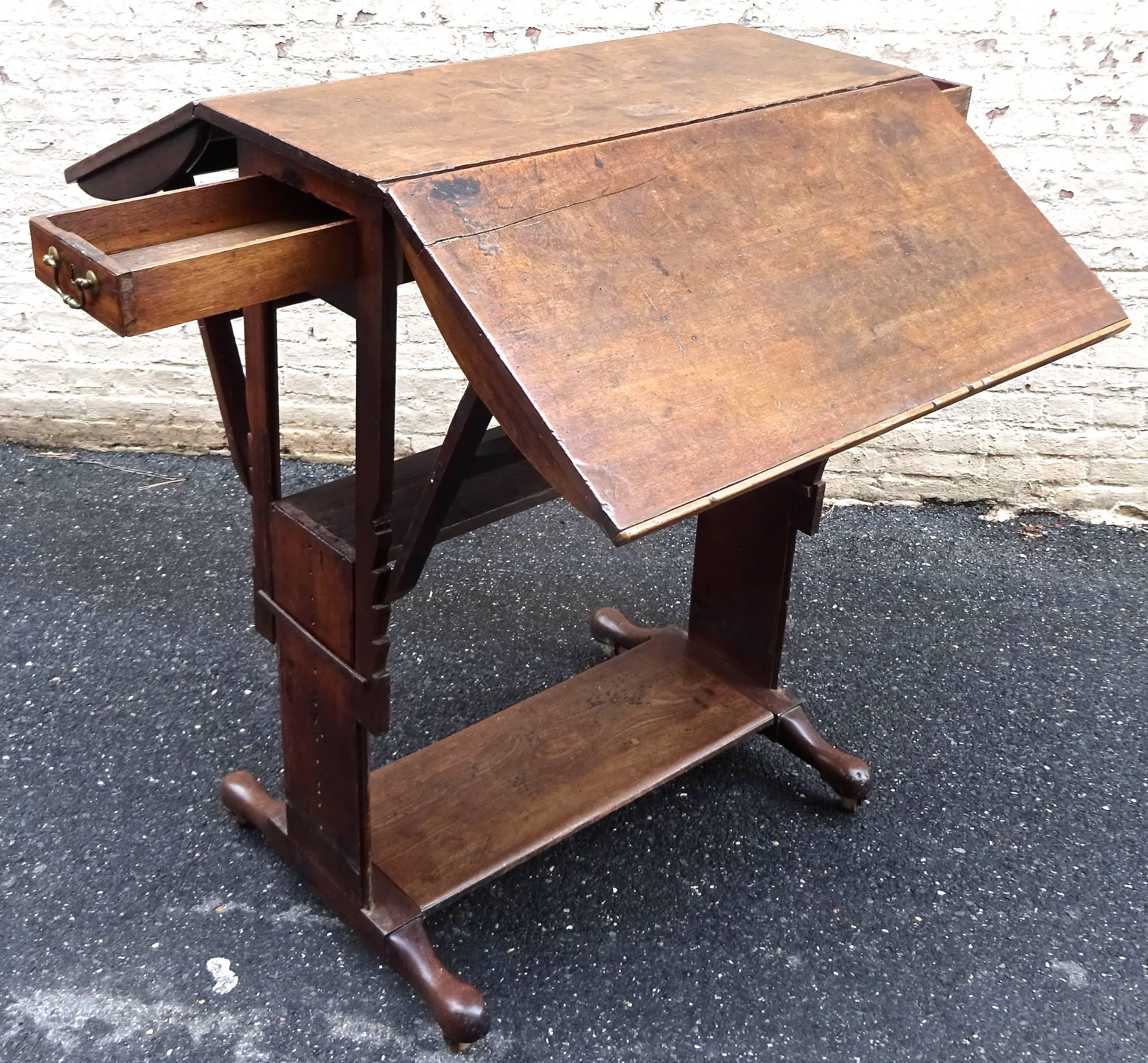 Exceptional Rare Early 18th Century English Walnut Industrial Drafting Table 4
