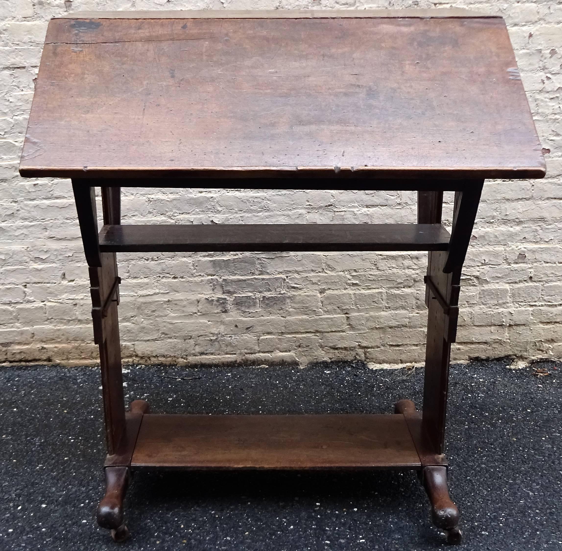 Exceptional Rare Early 18th Century English Walnut Industrial Drafting Table 5