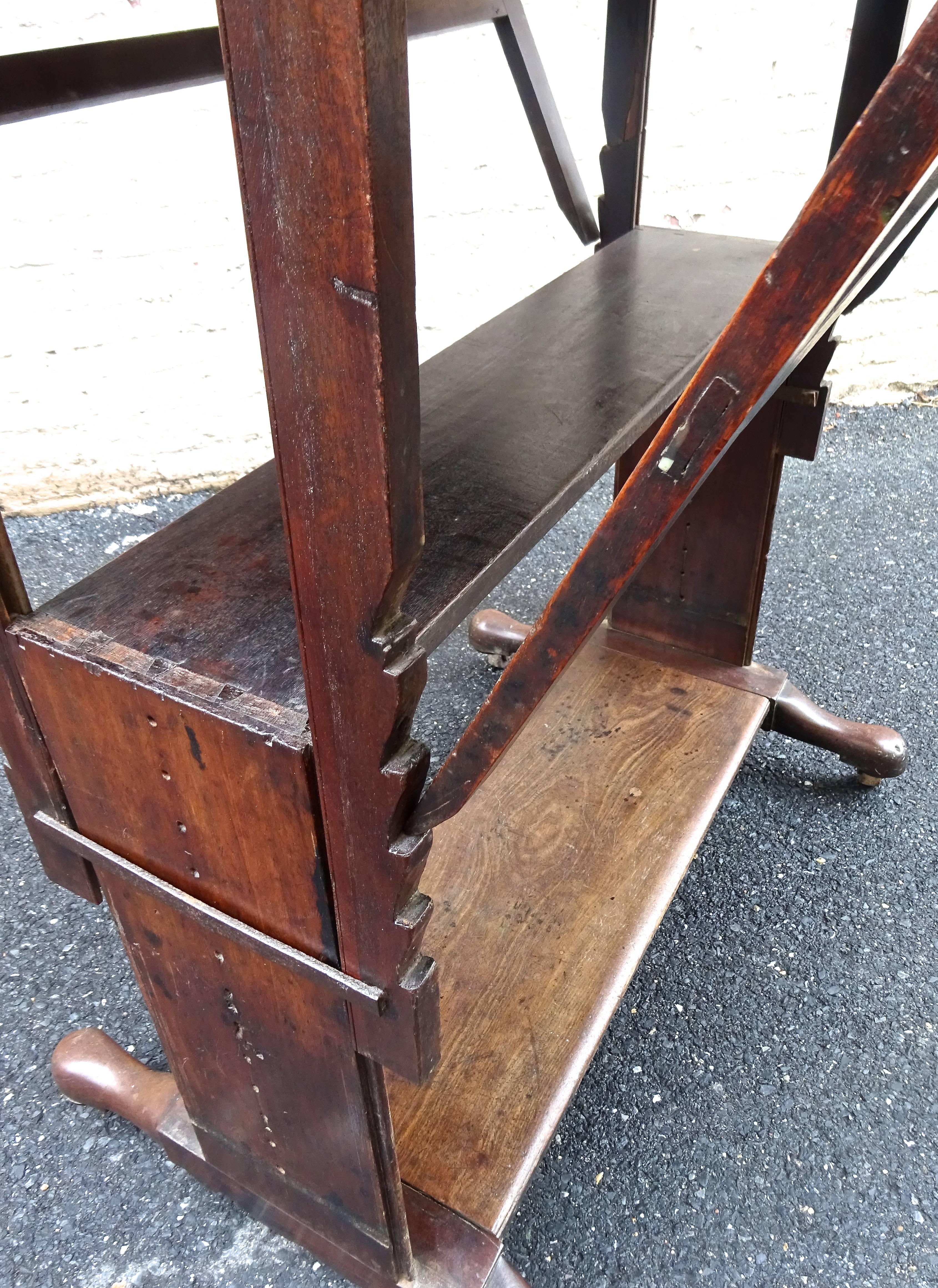 Exceptional Rare Early 18th Century English Walnut Industrial Drafting Table 6