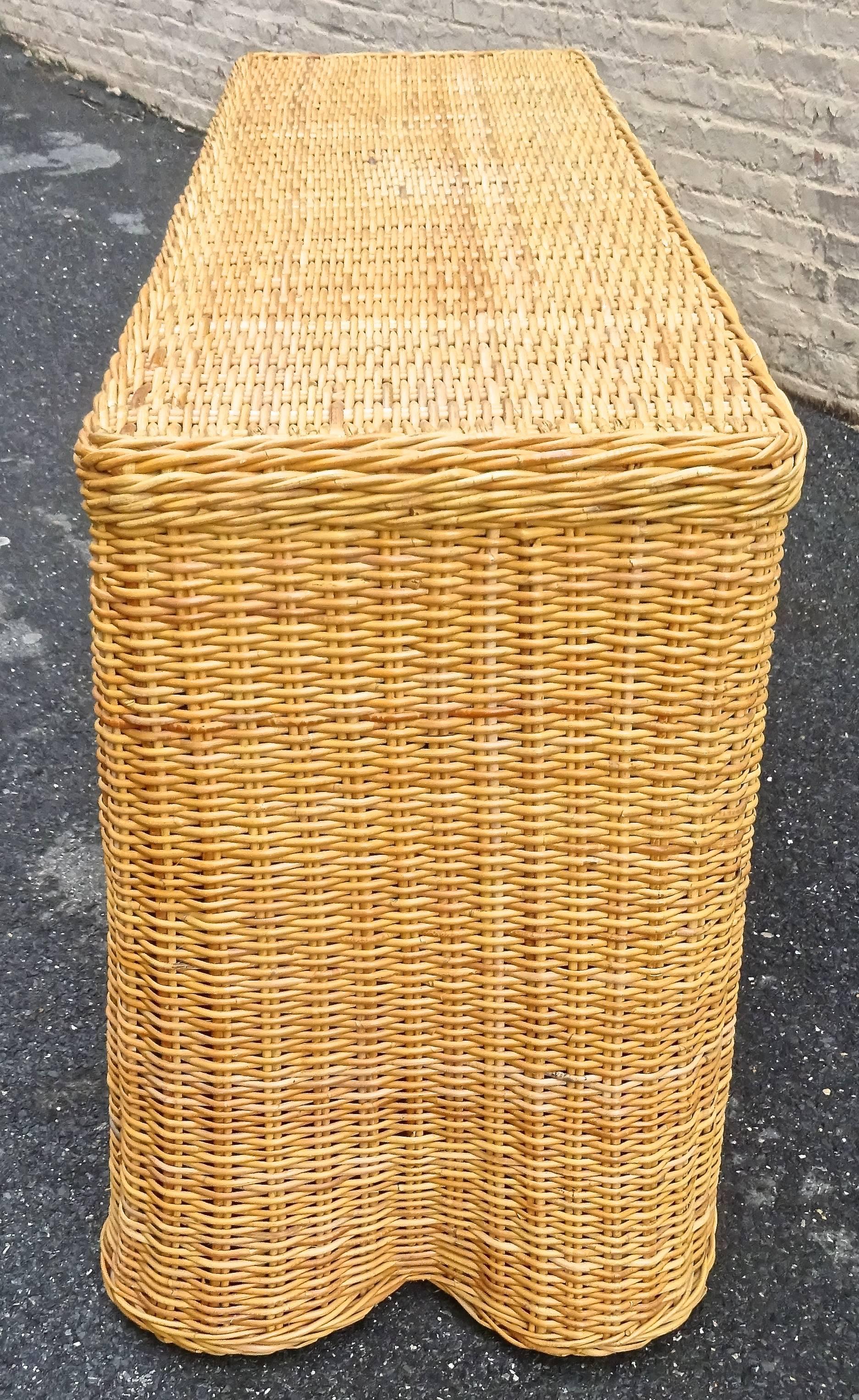 draped wicker table