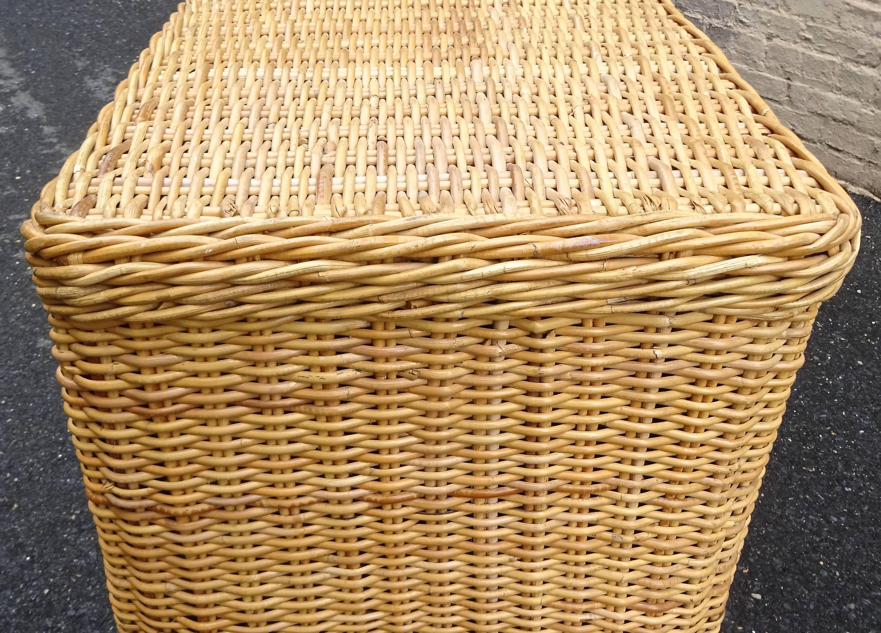 American Chic Trompe L'oeil Draped Wicker Console Table, 1970s