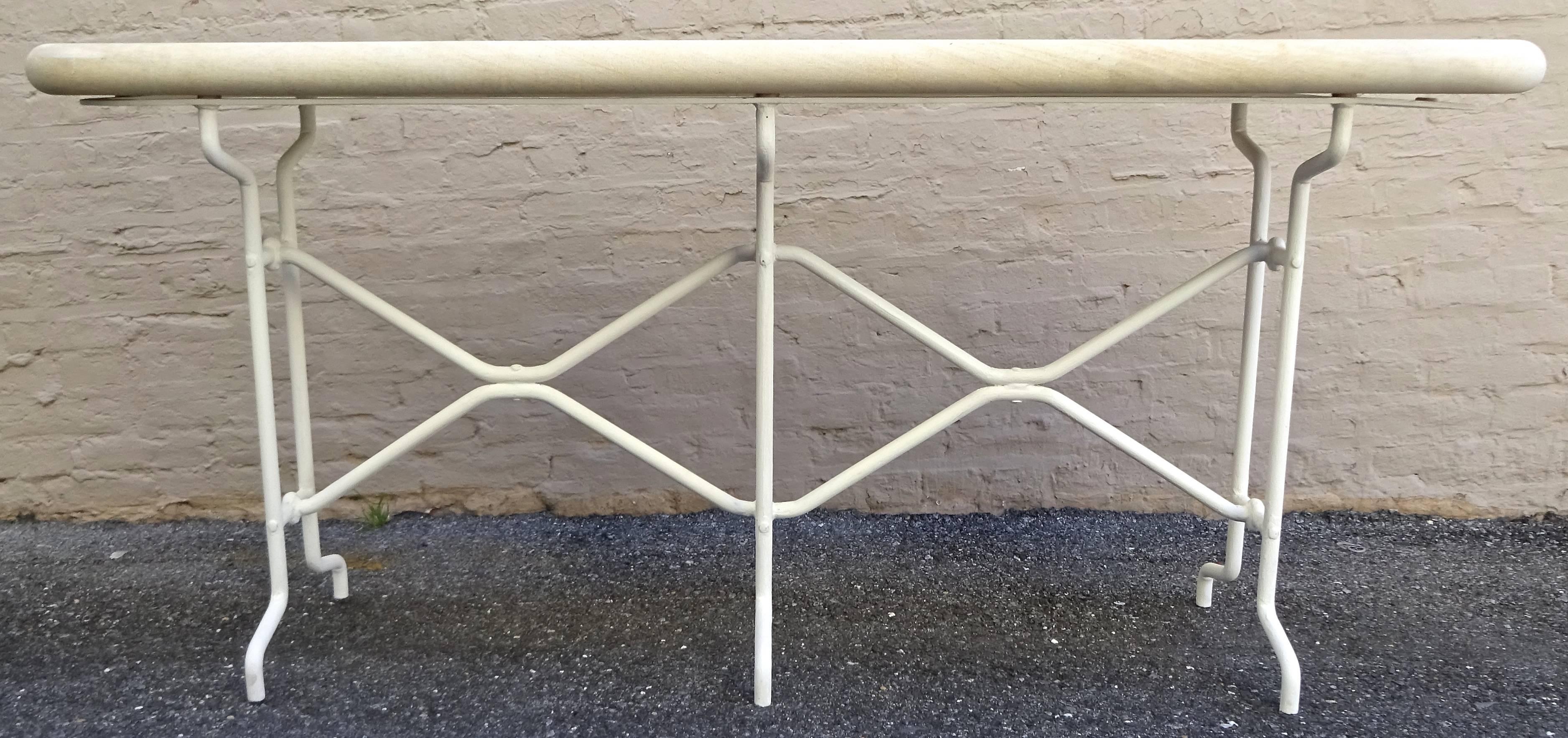 Fabulous 1970s Iron Console Table with Custom Limestone Top After Giacometti In Excellent Condition In Washington, DC