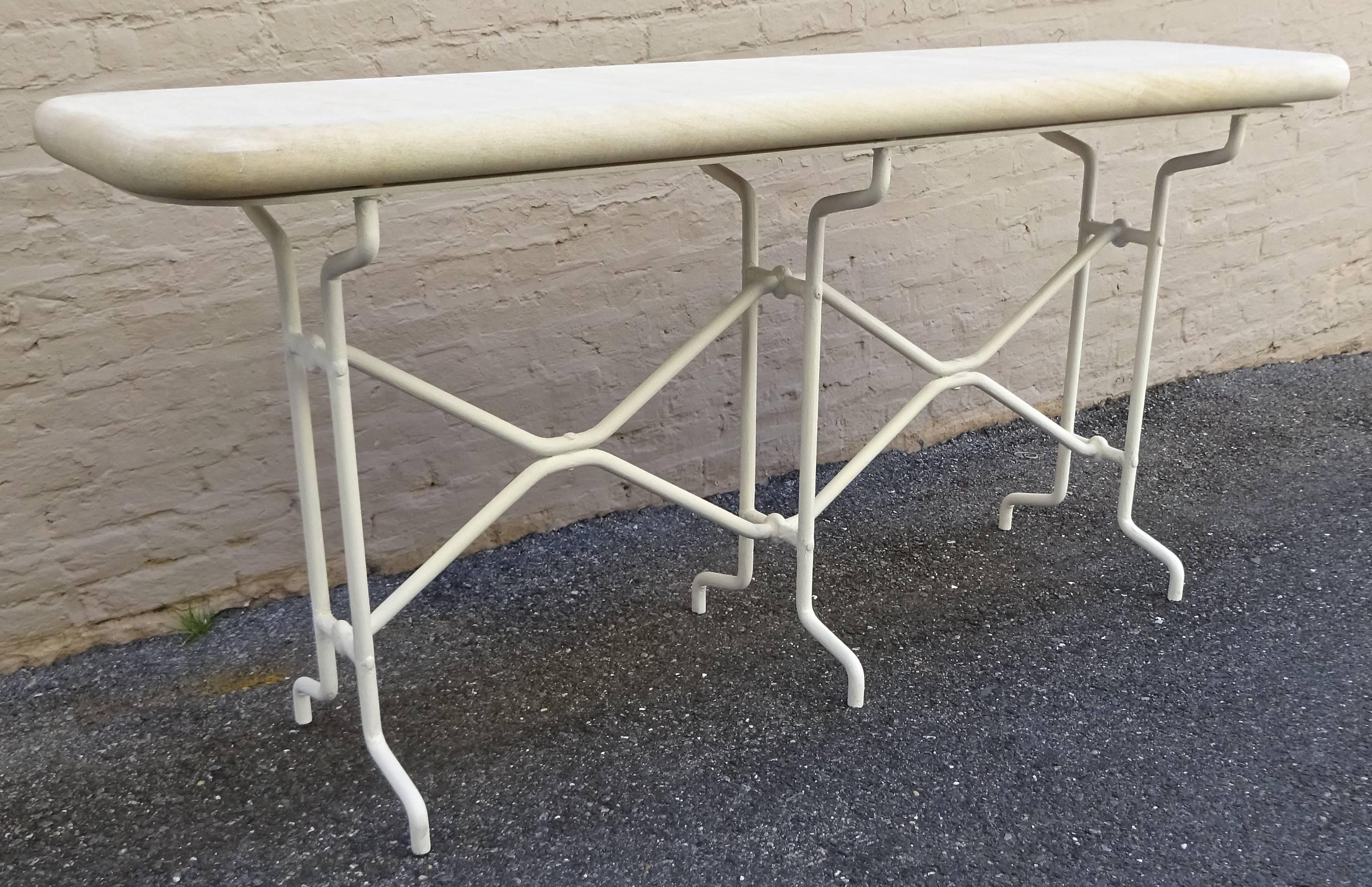 Fabulous 1970s Iron Console Table with Custom Limestone Top After Giacometti 3