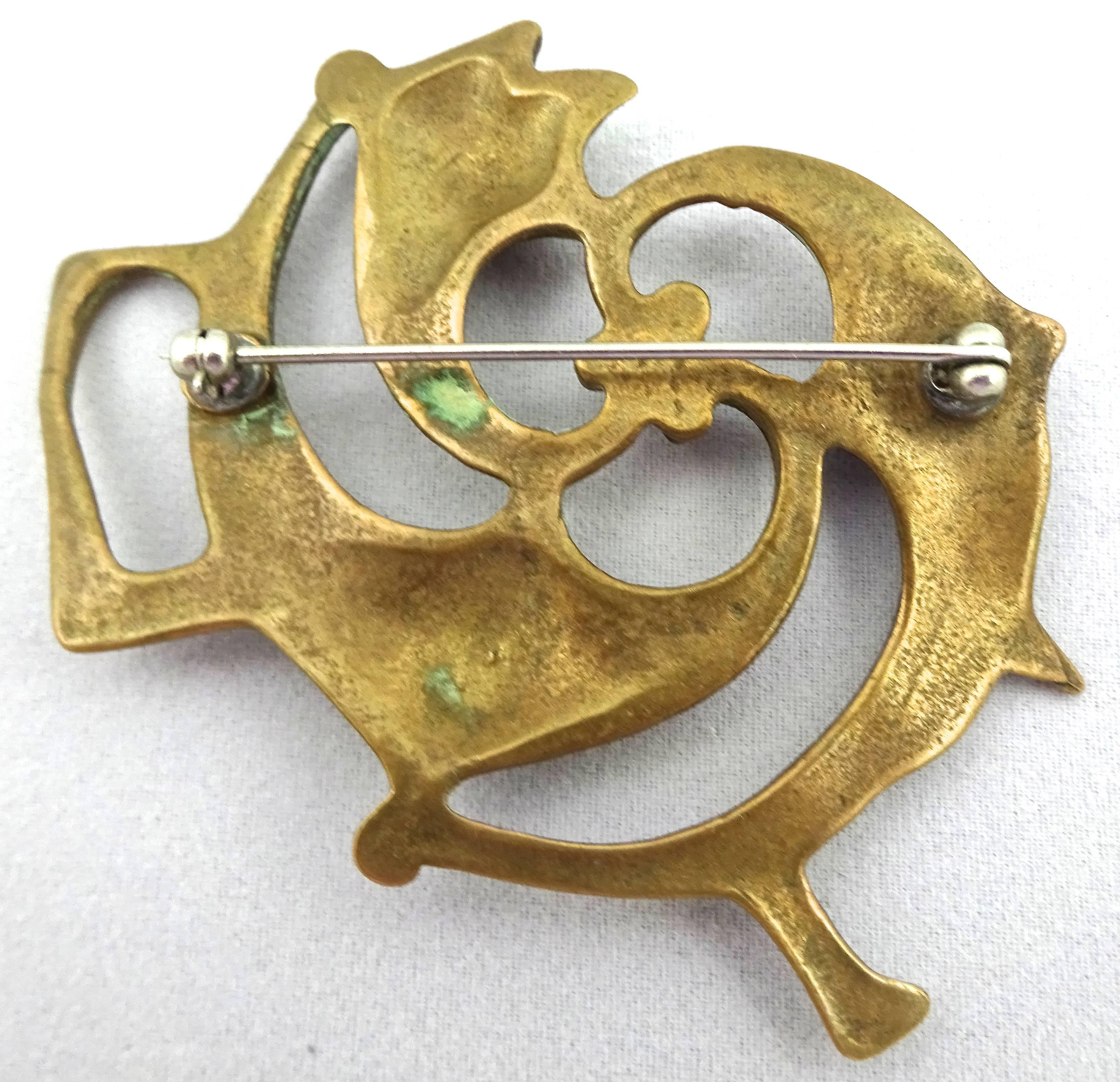 Sculptural 1950s Danish Modern Bronze Brooch In Excellent Condition For Sale In Washington, DC