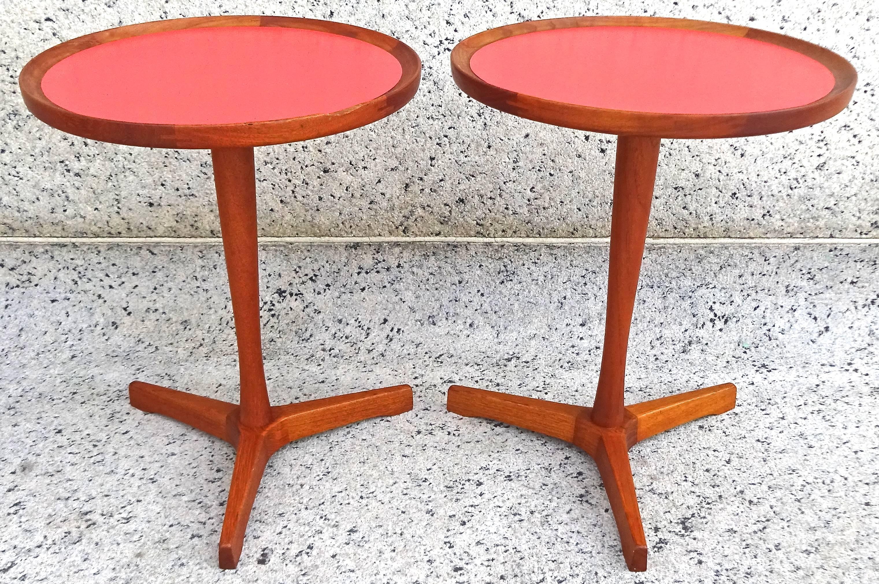 Pair of 1950s Danish modern Hans Andersen teak drinks tables.