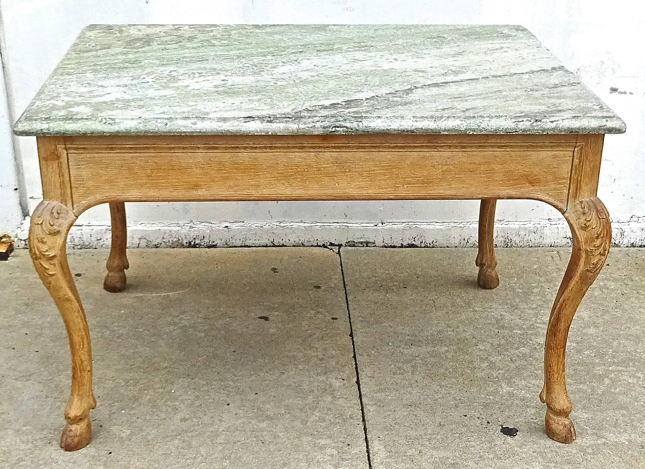 Chic 19th Century French Bleached Oak and Marble Center Table In Excellent Condition In Washington, DC